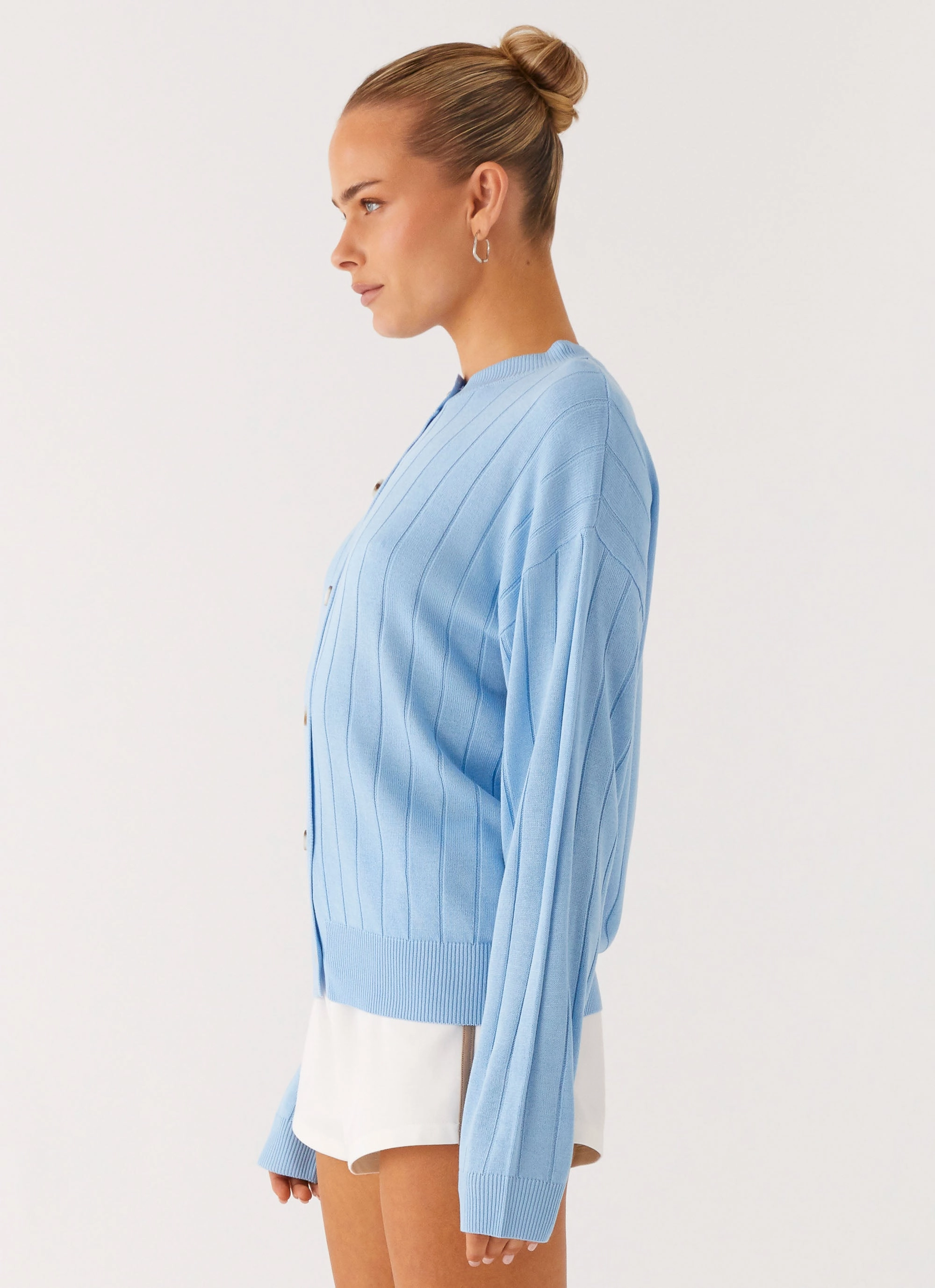 Flexible Shoulder Leo Oversized Cardigan - Sky Blue