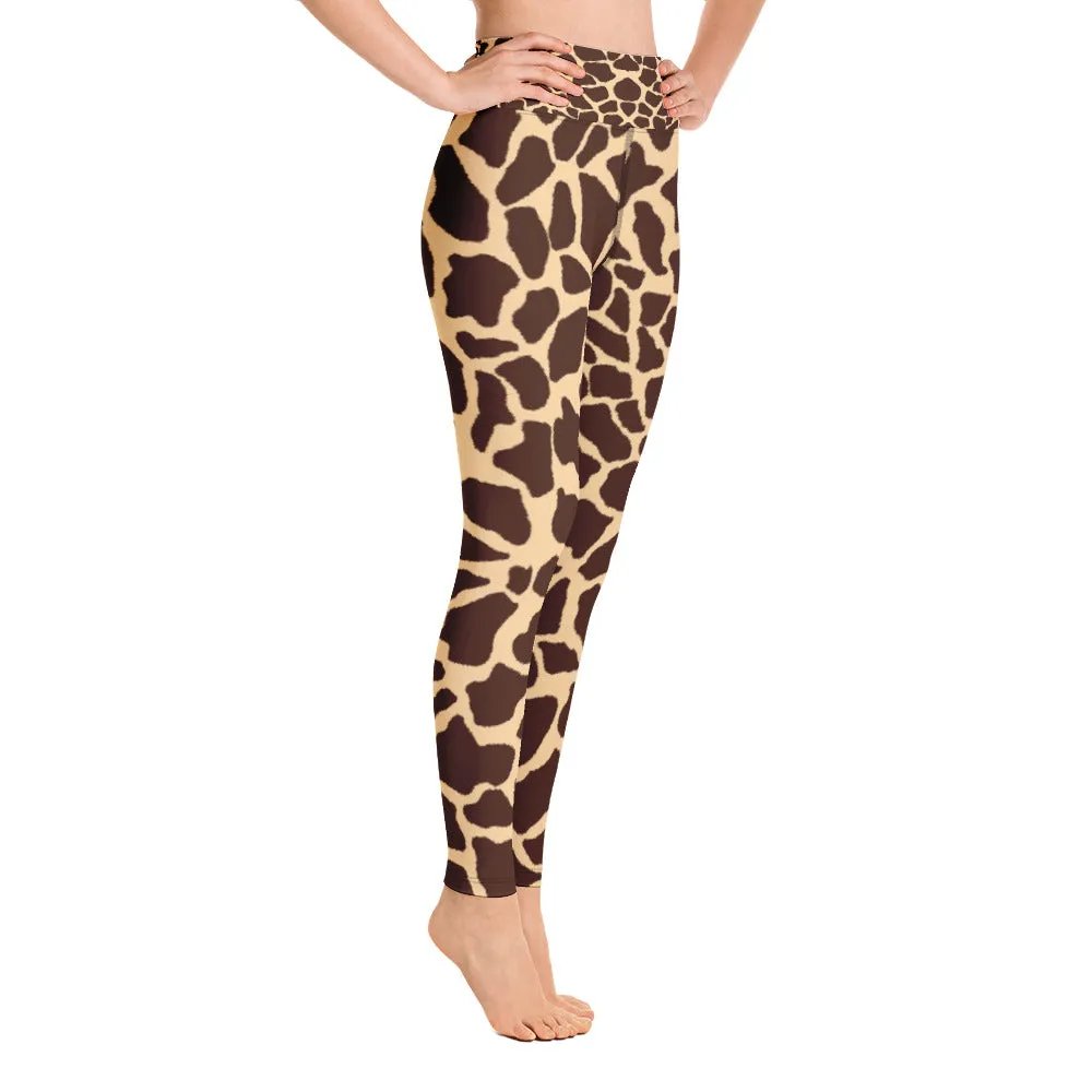 Leopard skin print high waist leggings with pockets