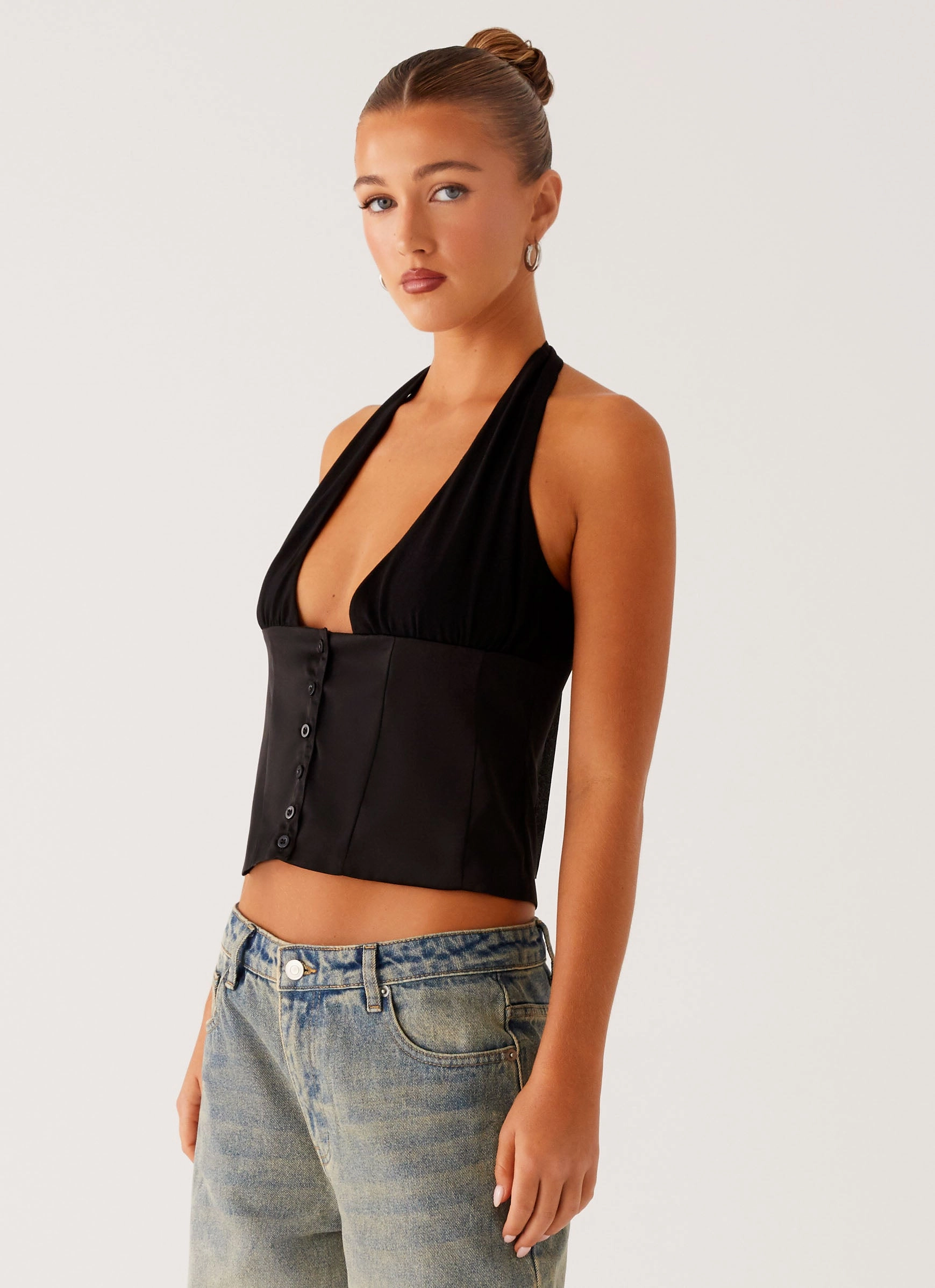 HighElasticity Thread Lets Pretend Halterneck Top - Black