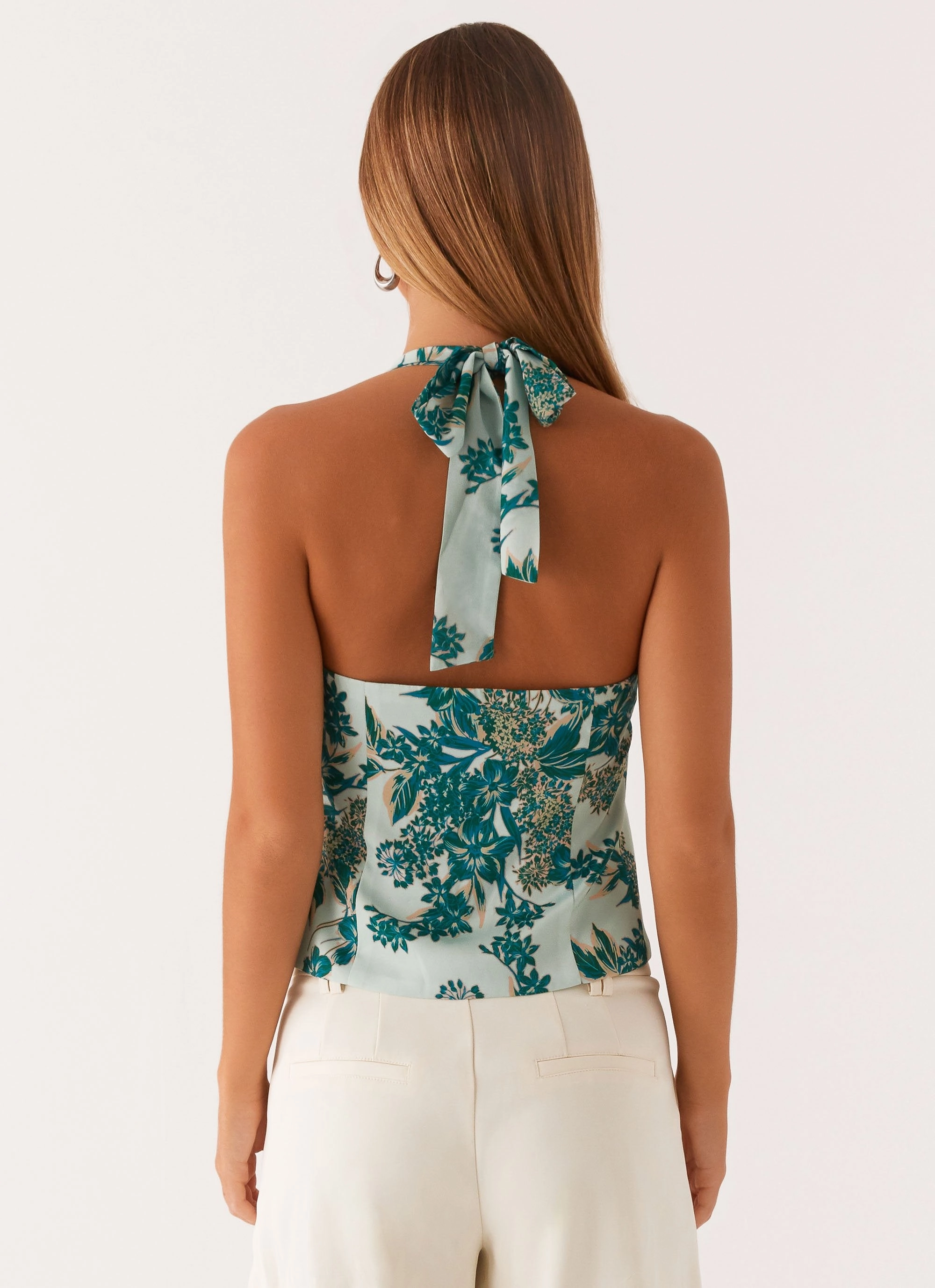 Lets Pretend Halterneck Top - Cloud Nine Floral MultiPanel Design StretchComfort