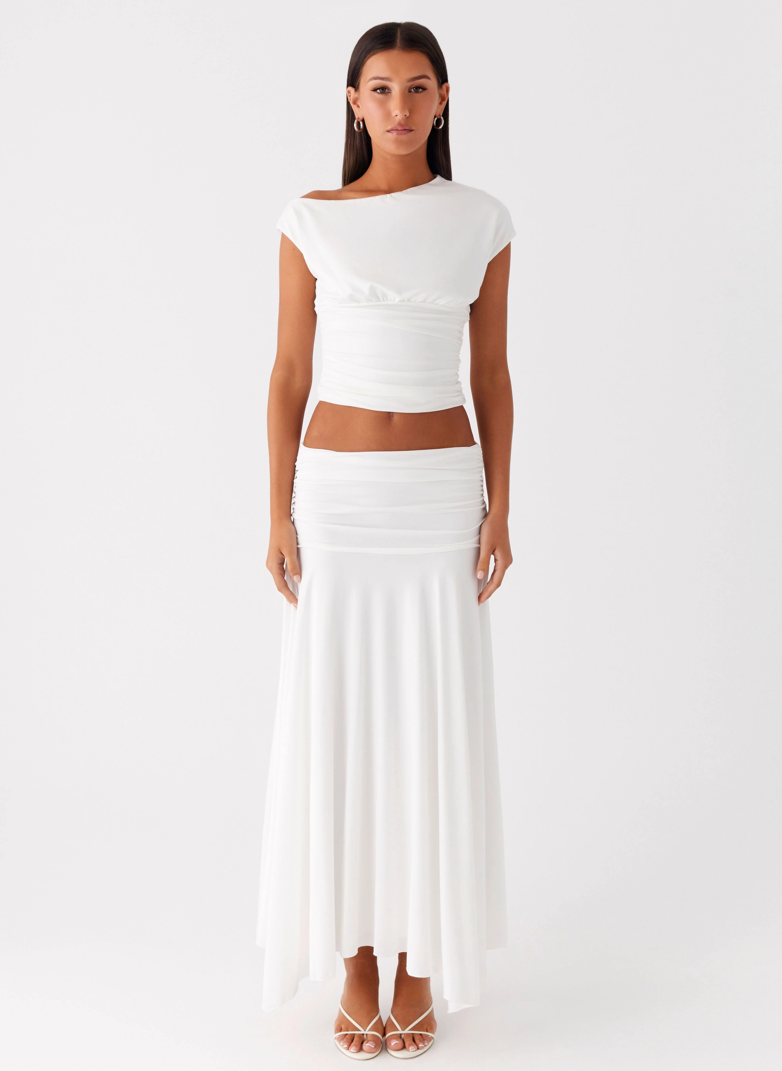 FadeResistant Classic Crew Neck Liana Asymmetrical Top - White