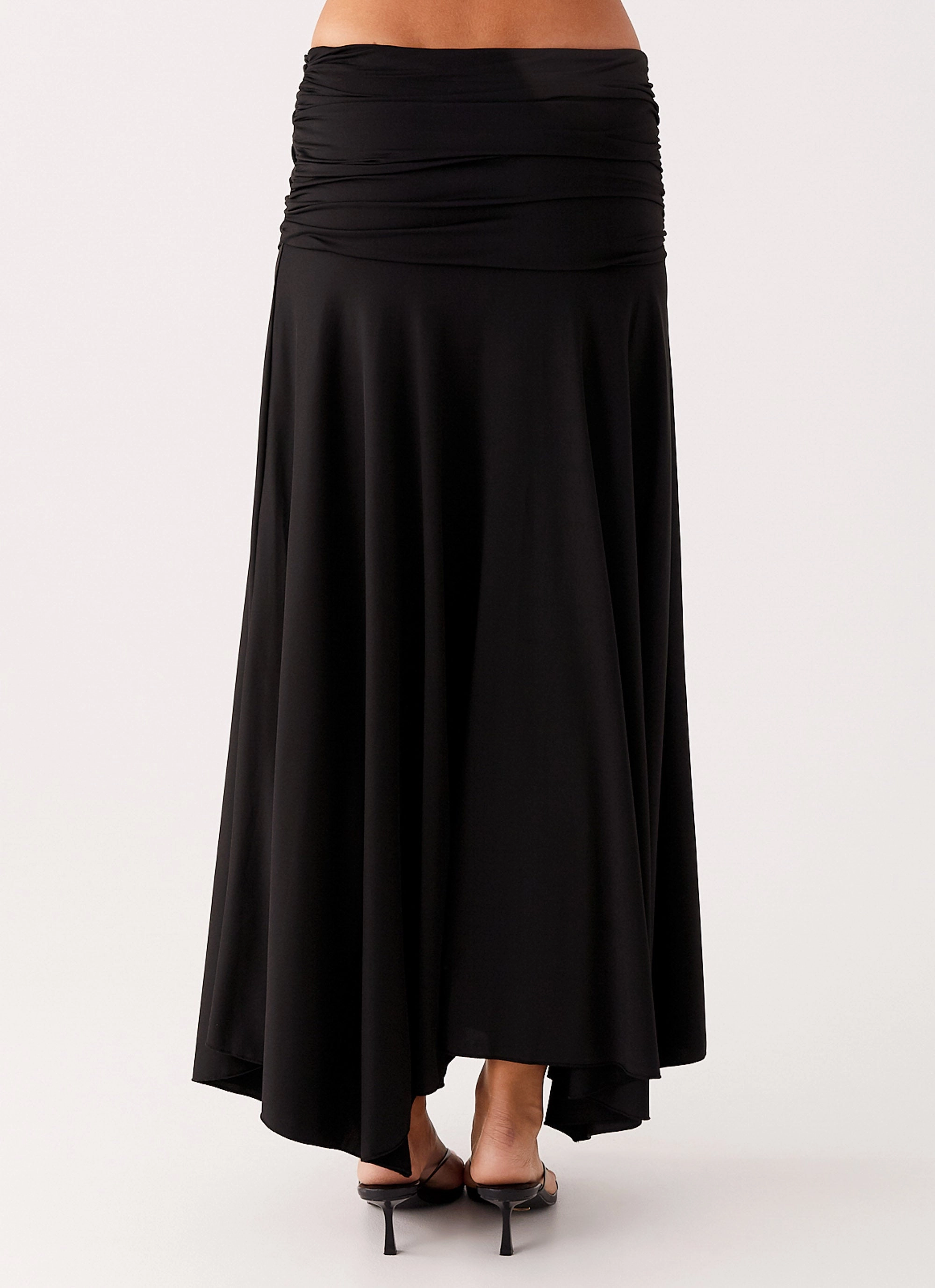 Liana Ruched Maxi Skirt - Black Low Profile Insulation