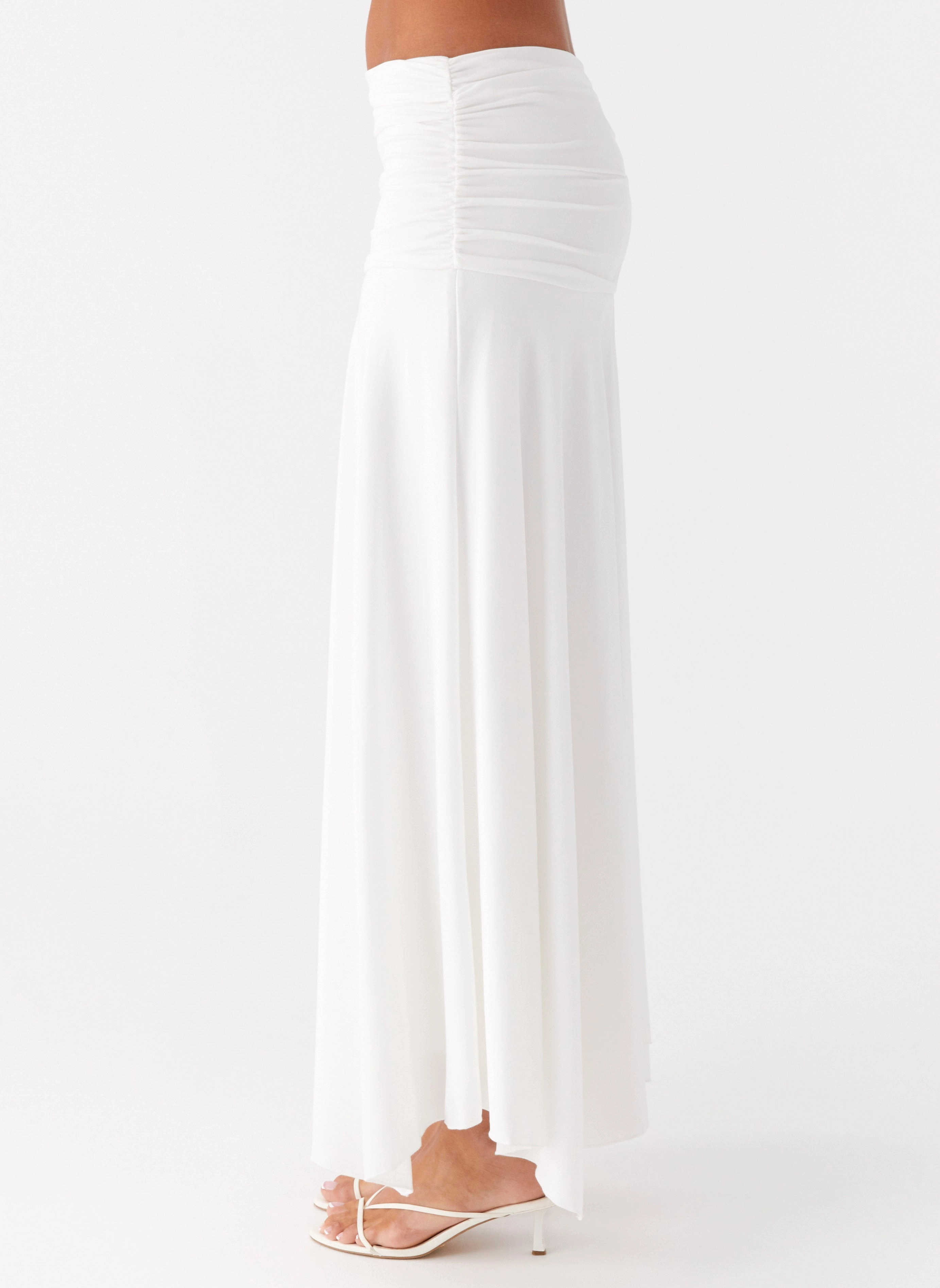 AbrasionGuardTape Liana Ruched Maxi Skirt - White