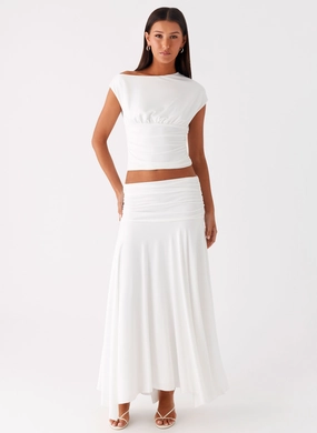 Weather Ready Cool Comfort Liana Ruched Maxi Skirt - White