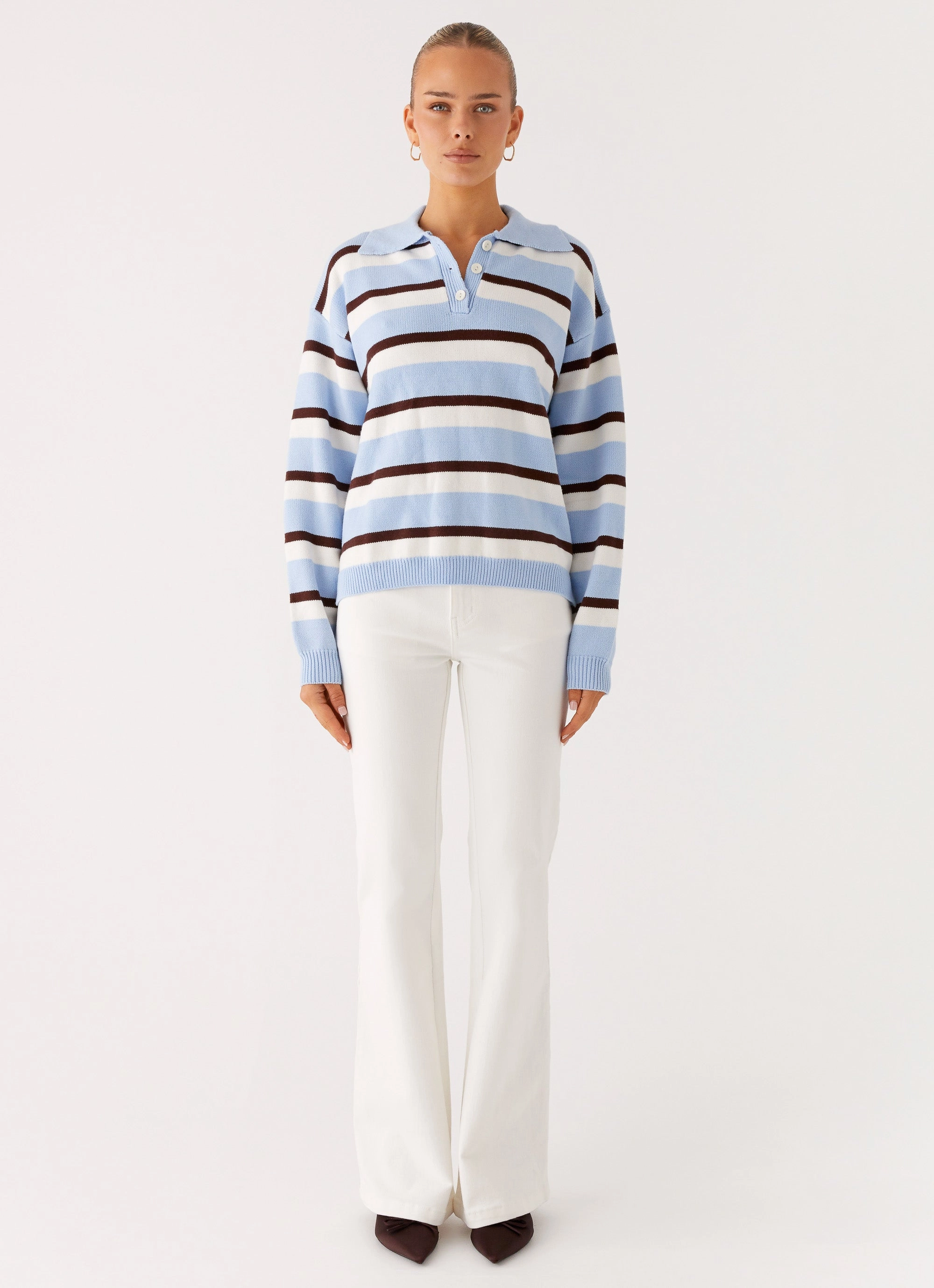 Liana Striped Polo - Blue Stripe Thermal Insulated Jacket