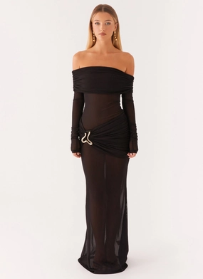 Liberty Maxi Dress - Black Vibrant Design