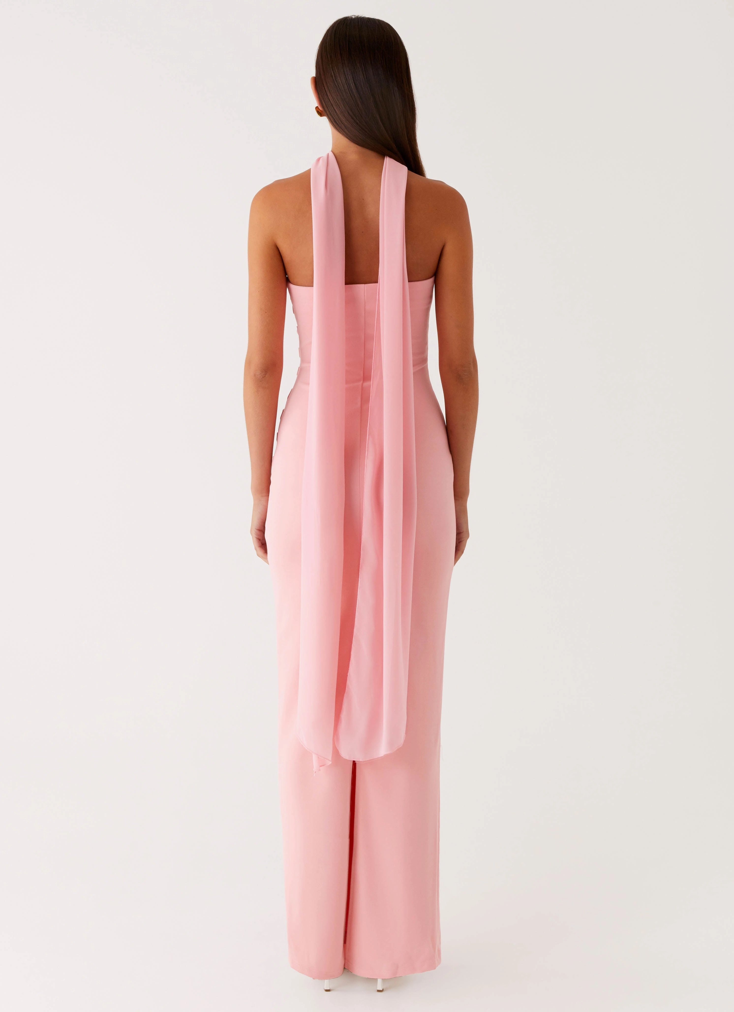 Libra Maxi Dress - Pink Sophisticated Look Pocket-Detail