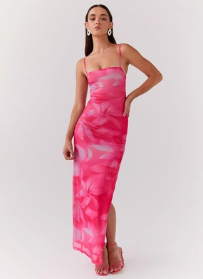 Wrap-Style A Line Cut Life In Pink Maxi Dress - Abstract Bloom