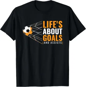 Life's About Goals Soccer Apparel Gear Youth Kids Soccer T-Shirt