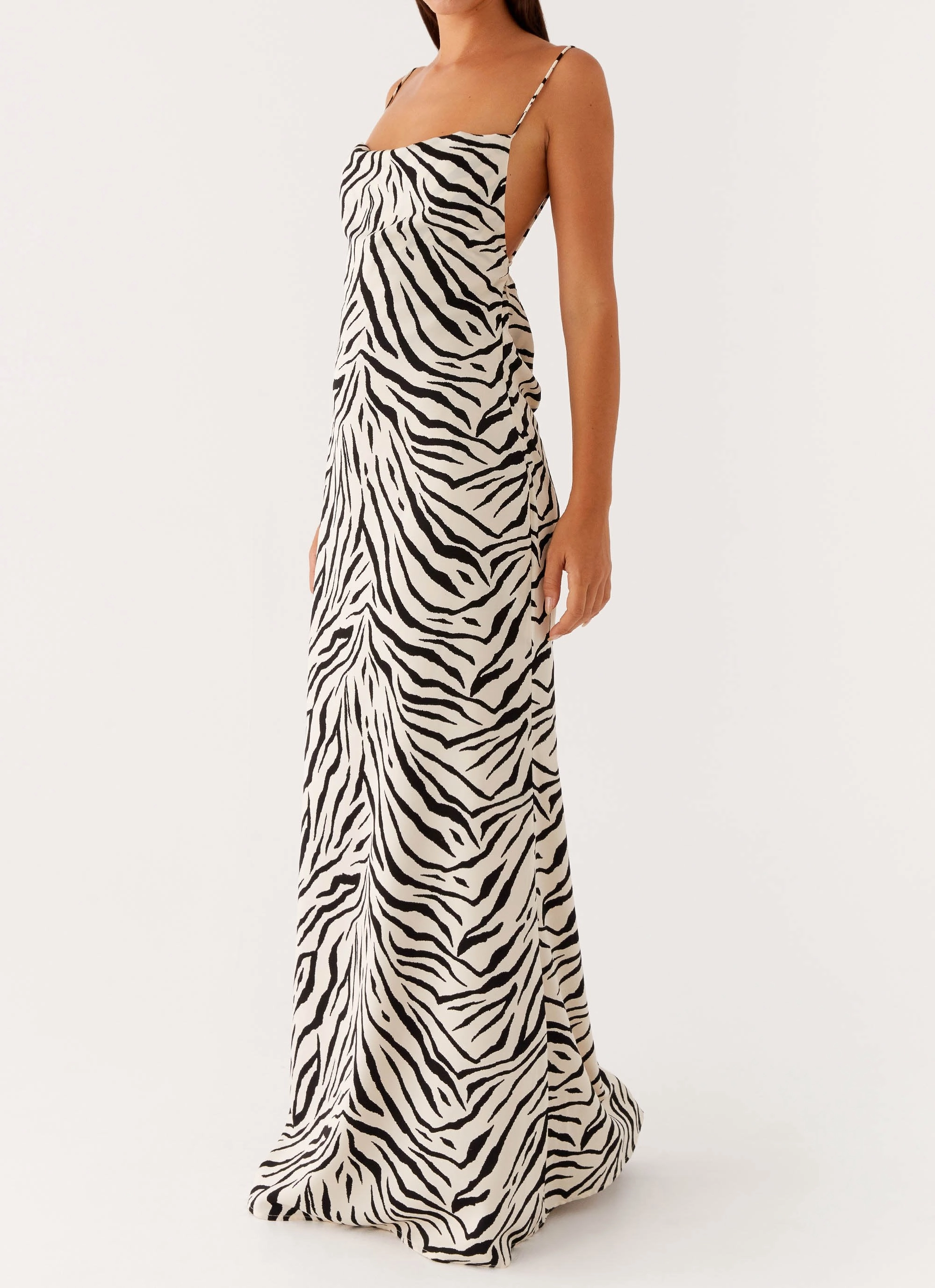 Gianni Cowl Maxi Dress - Zebra Balanced Fit Airy Drape