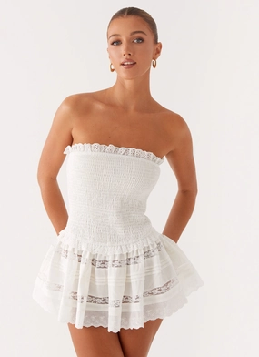Flowy casual dress Kimia Mini Dress - White