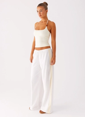 Versatile Comfort Oska Drawstring Pants - White