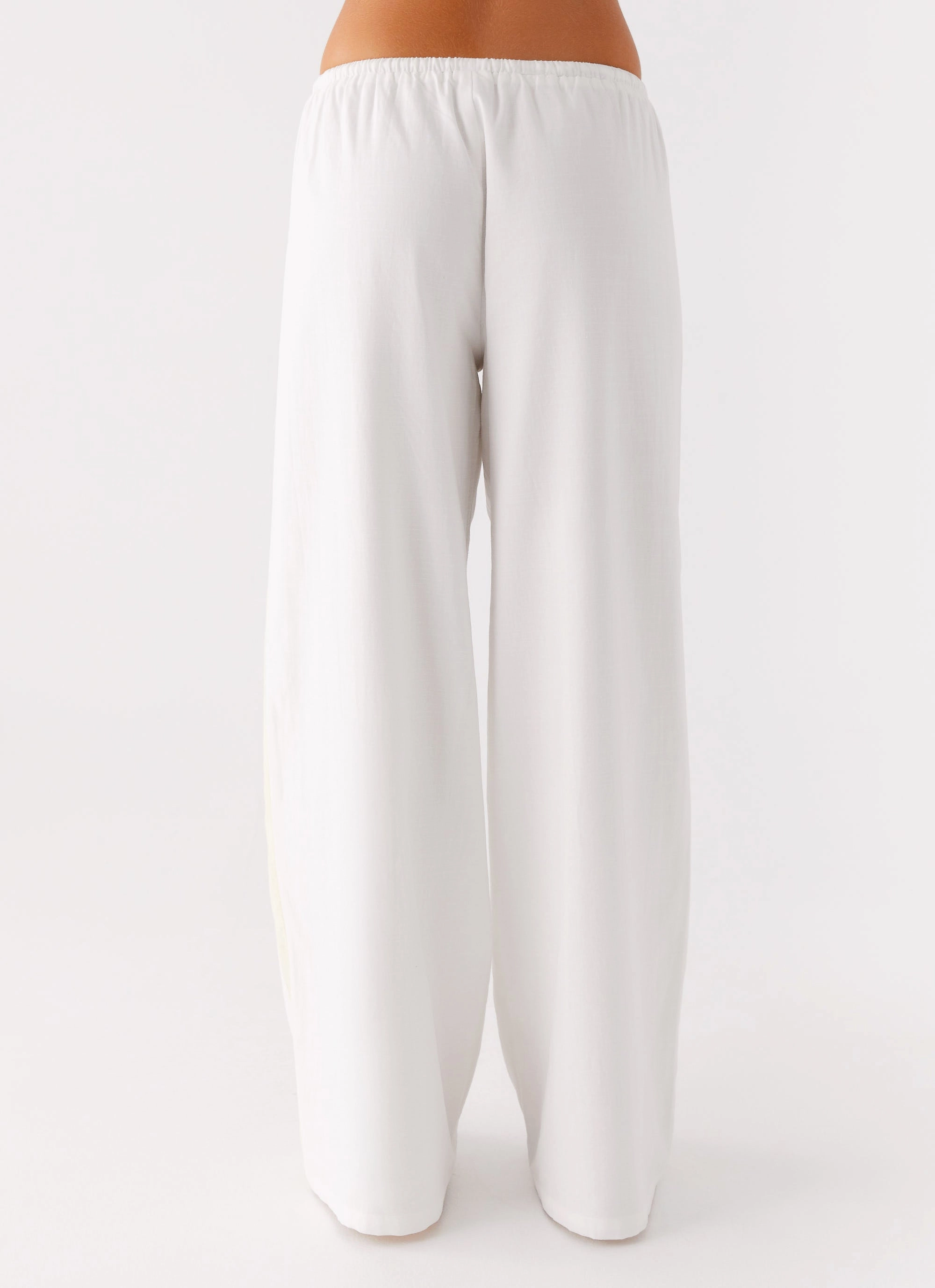 Oska Drawstring Pants - White Polyester fabric sport chic