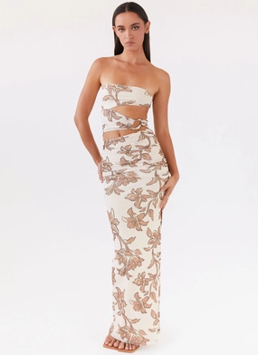 Statement-Print Simple Chic Into Pieces Mesh Maxi Dress - Hazel Bloom