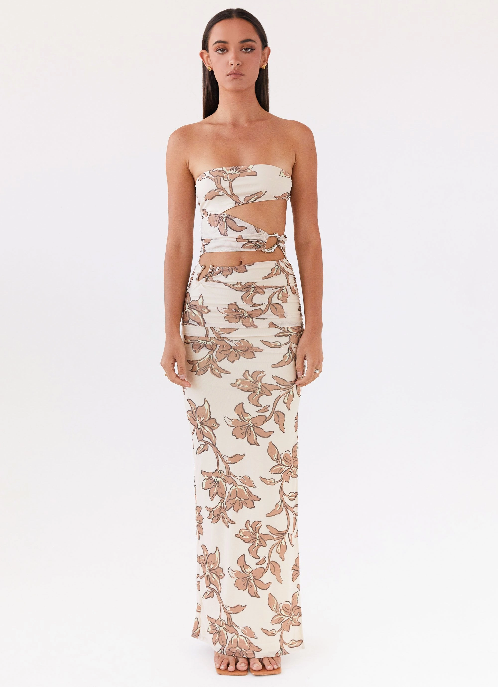 Into Pieces Mesh Maxi Dress - Hazel Bloom Stylish Cut Ankle-length