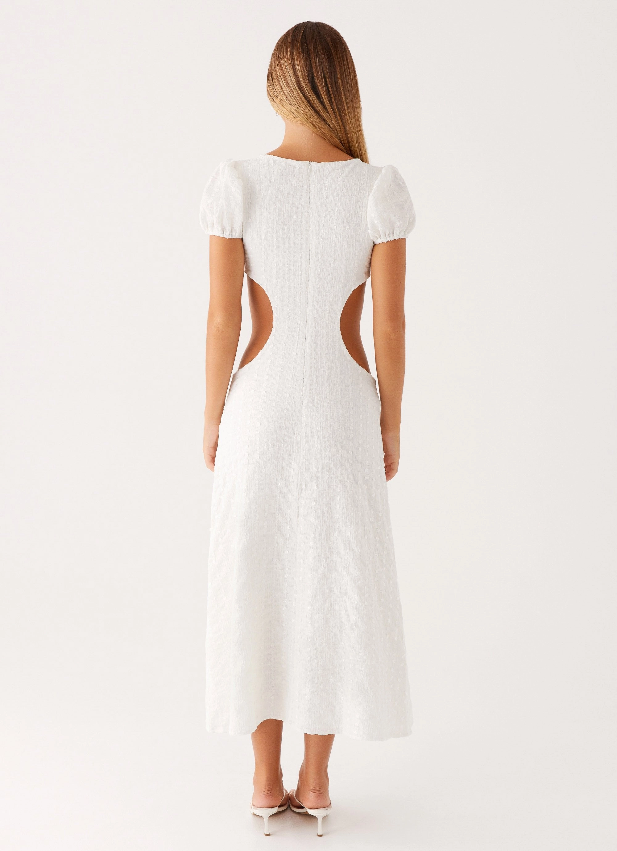Myley Midi Dress - White All-season garment Satin Soft