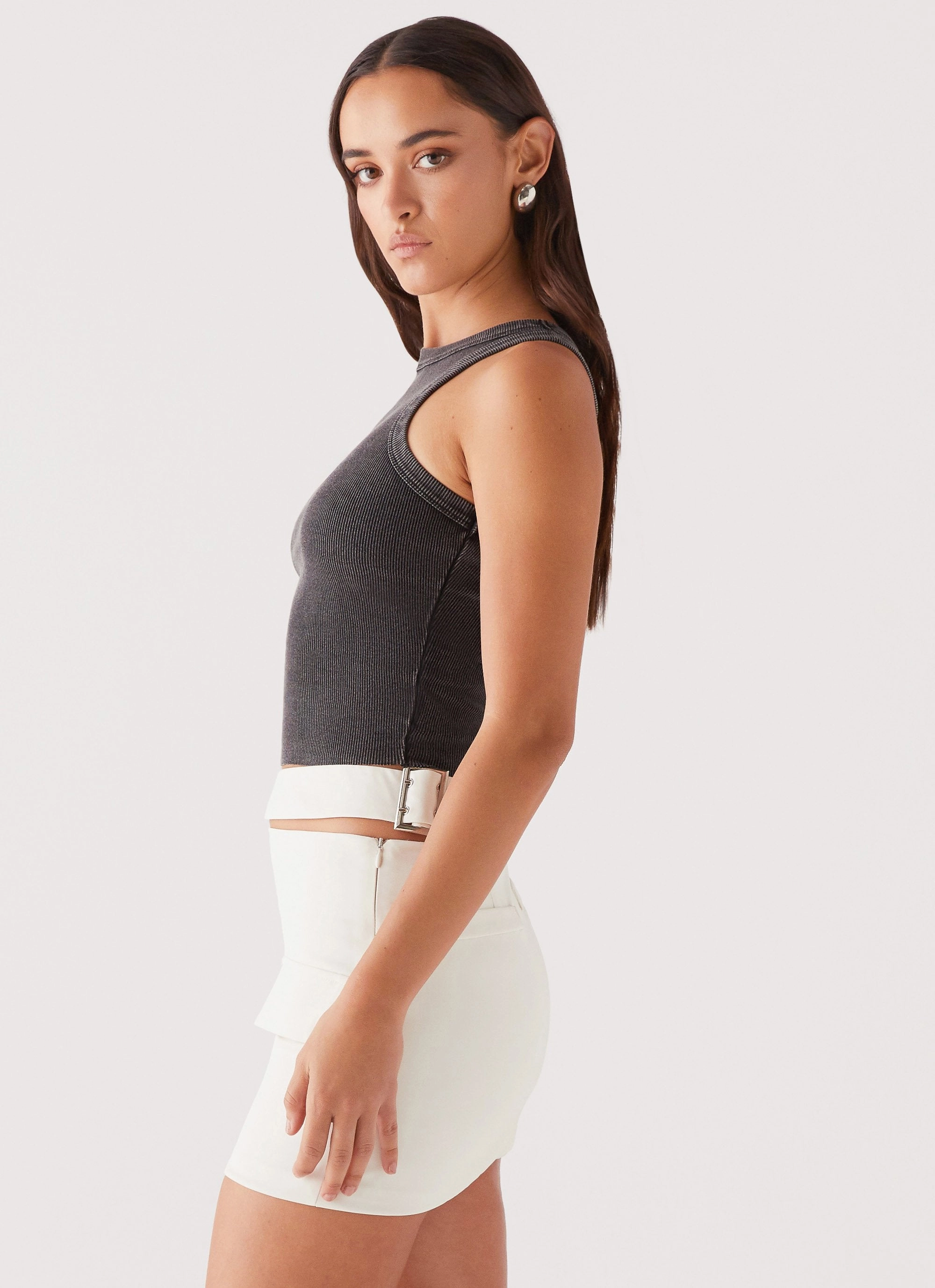 No Pinch Danger Zone Cut Out Mini Skirt - Ivory