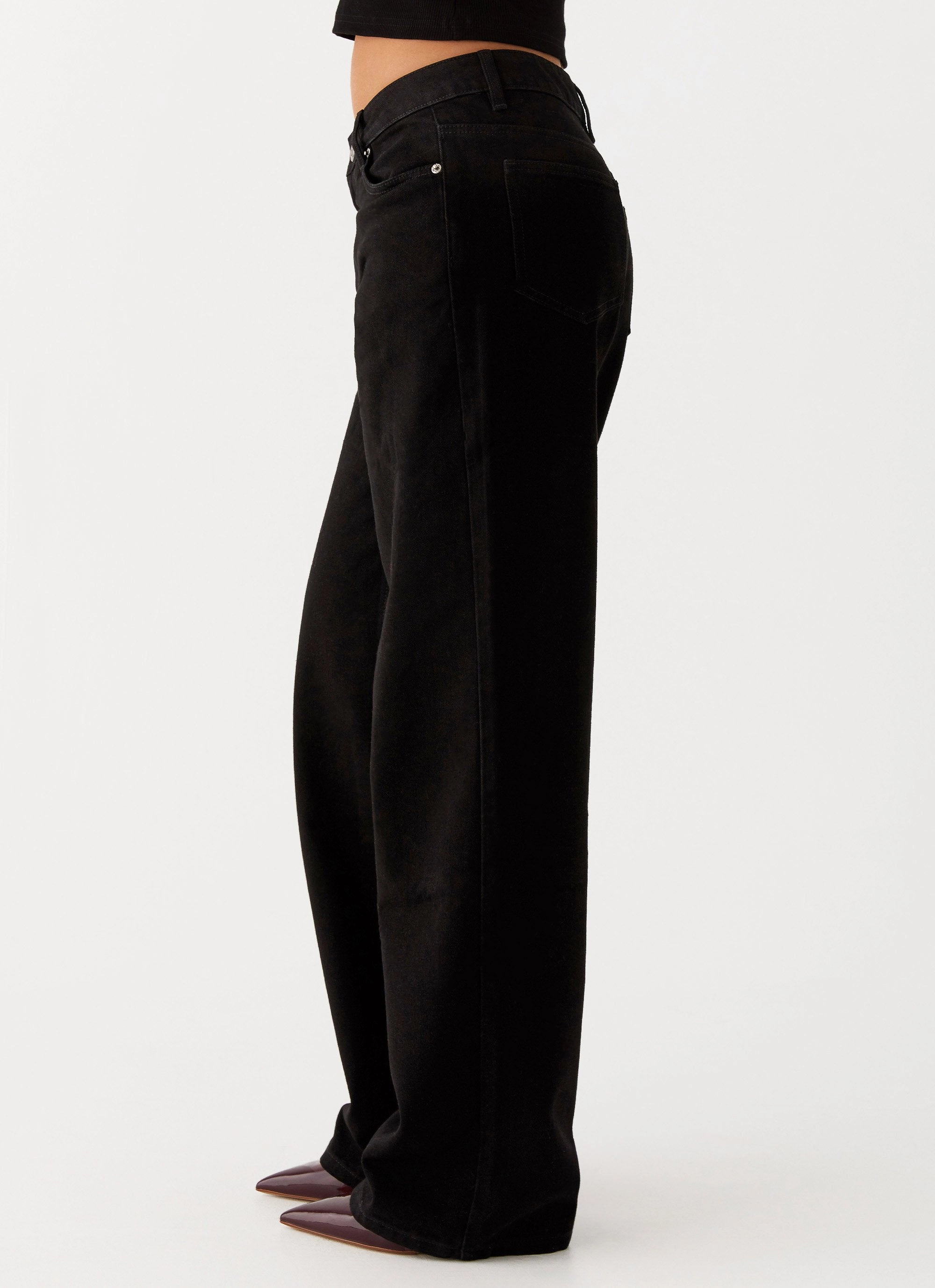 Keanna Low Rise Denim Jeans - Black Body Sculpting Elasticized Cuffs