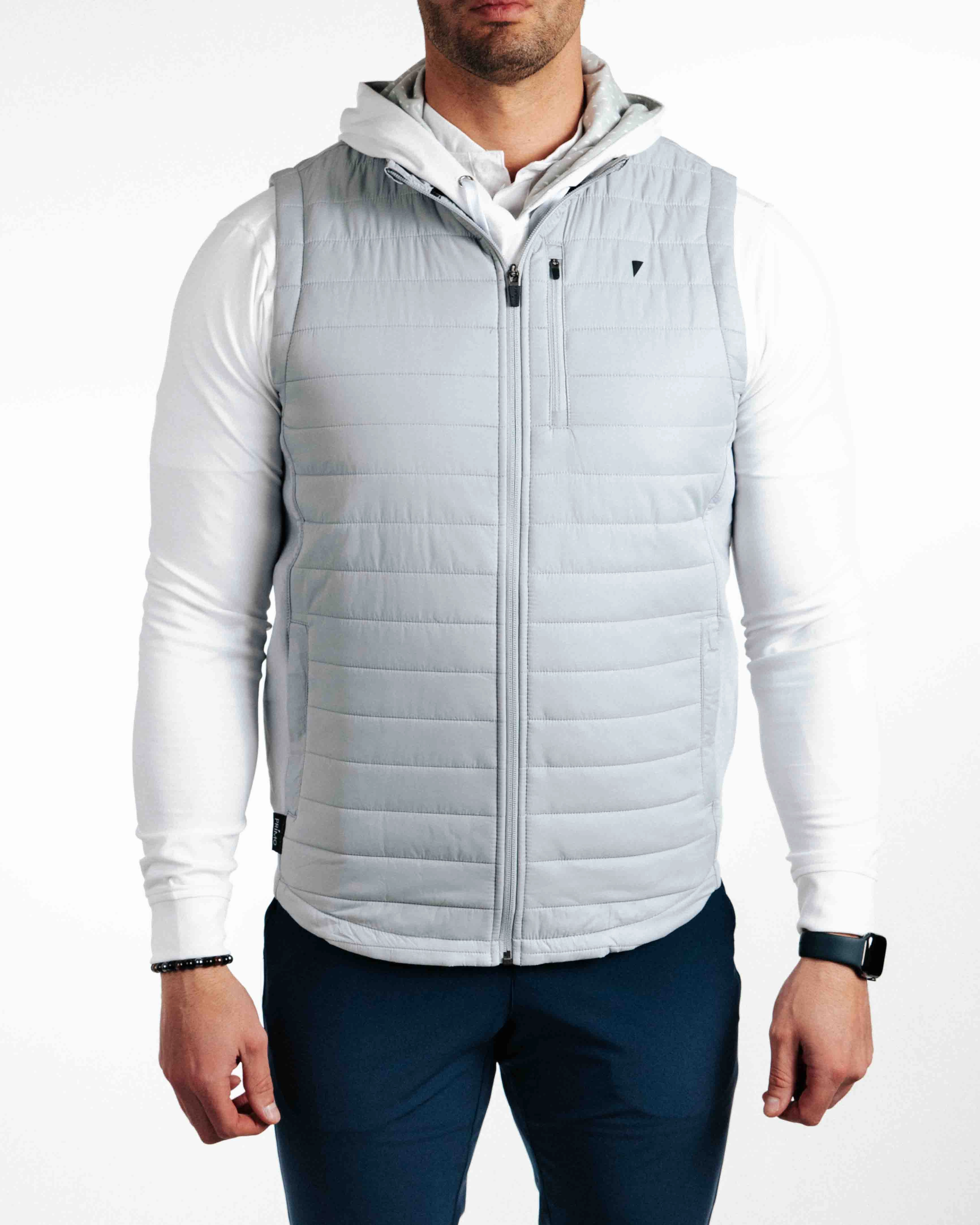 Stretch Comfort Fit Light Gray Puff Vest