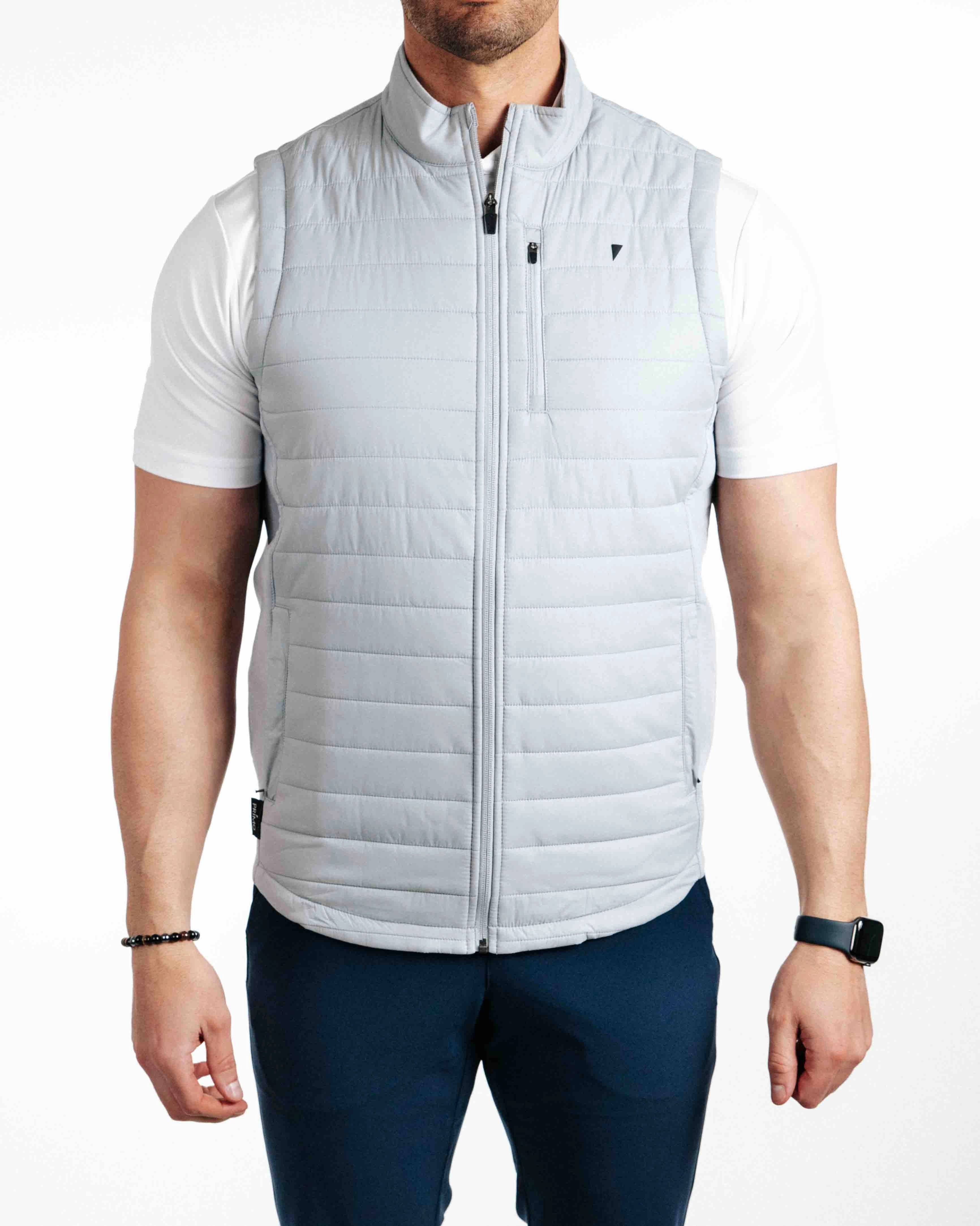 Light Gray Puff Vest Odor Resistant Tech