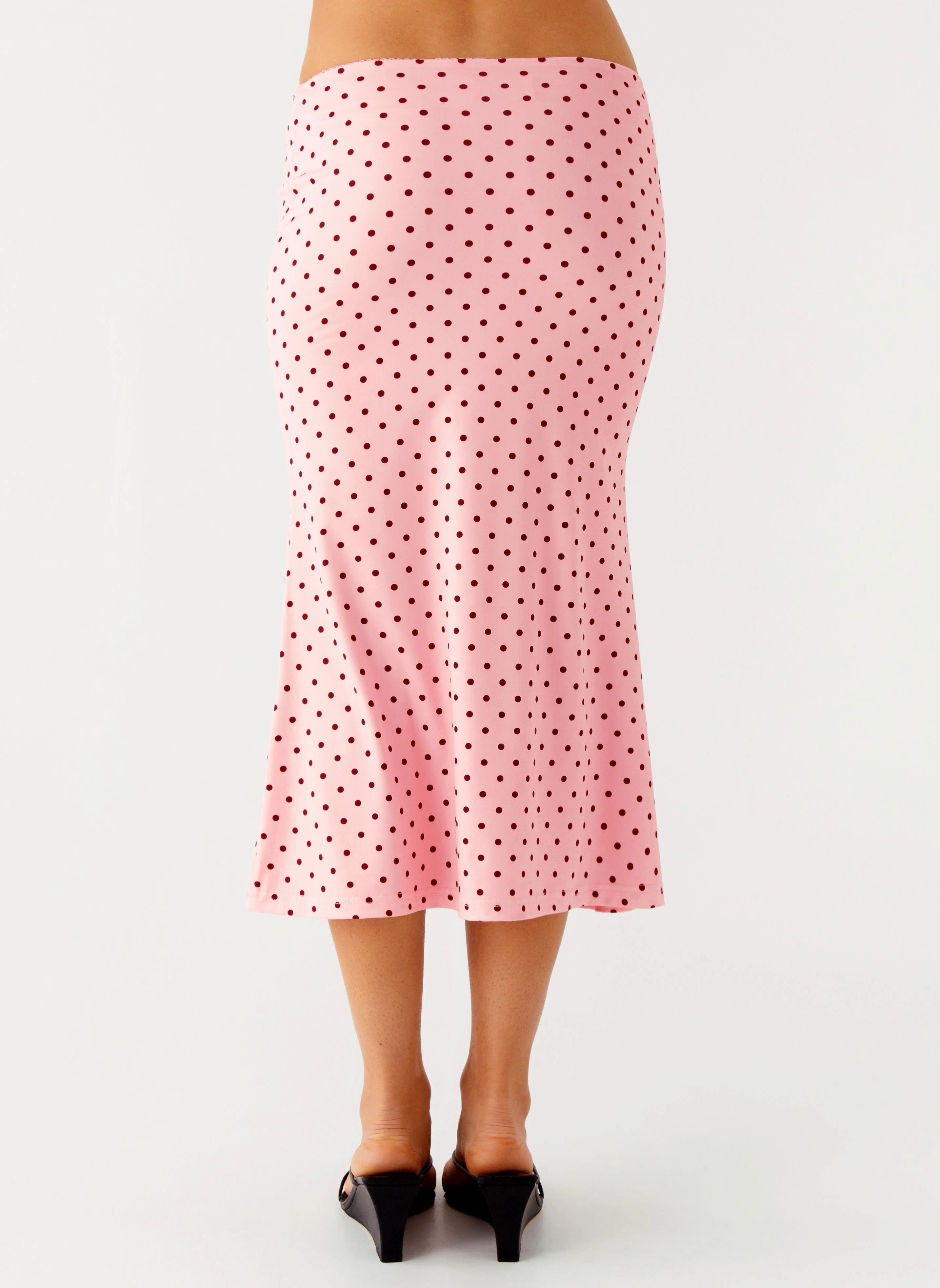 Bahama Low Rise Midi Skirt - Strawberry Dot Timeless Comfort