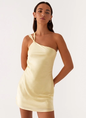 Elegant Waist Fit Lights Out Mini Dress - Yellow