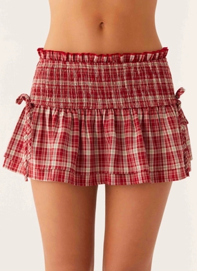 All Day Wear Thermal Regulating Lenore Mini Skirt - Ruby Check