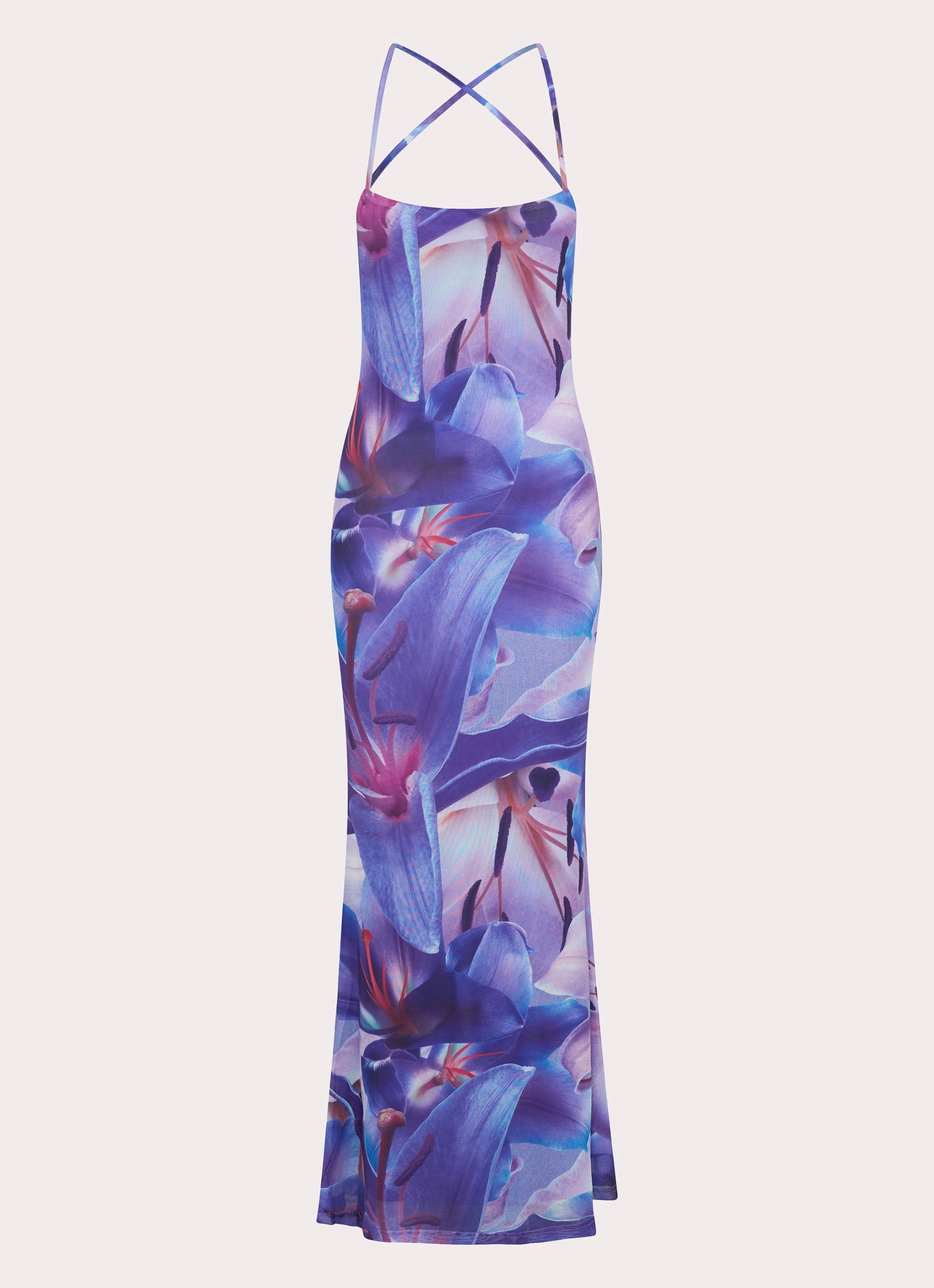 Livia Maxi Dress - Purple White Lilly Basic Warm Feminine Mood