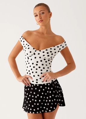 Rylie Top - White Polka Dot OdorResistant Coating