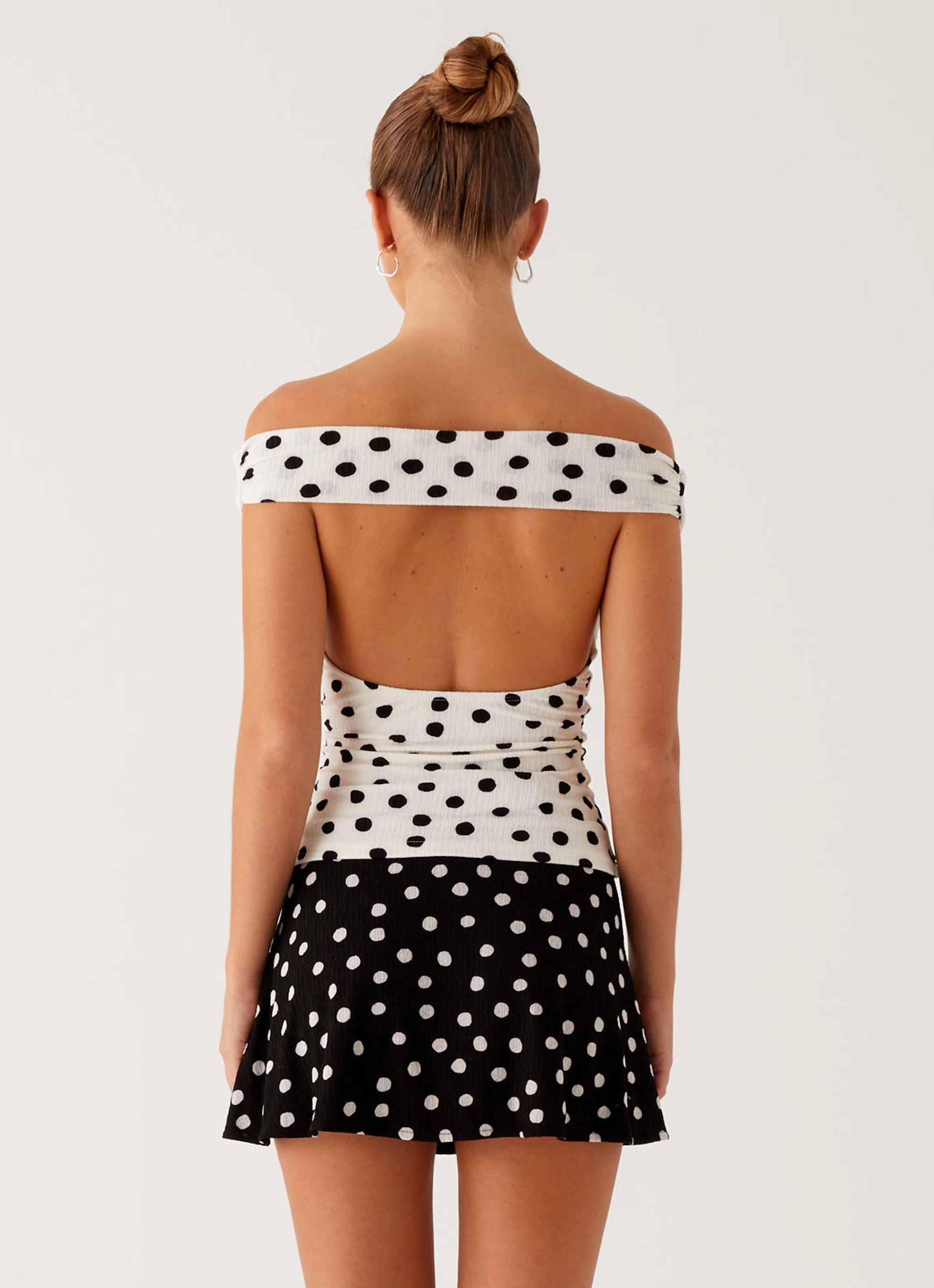 Rylie Top - White Polka Dot Yarn Dyed Fabric TaglessLabel