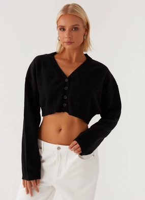 Endlessly Cropped Cardigan - Black Stormproof Zipper Foldable Storage