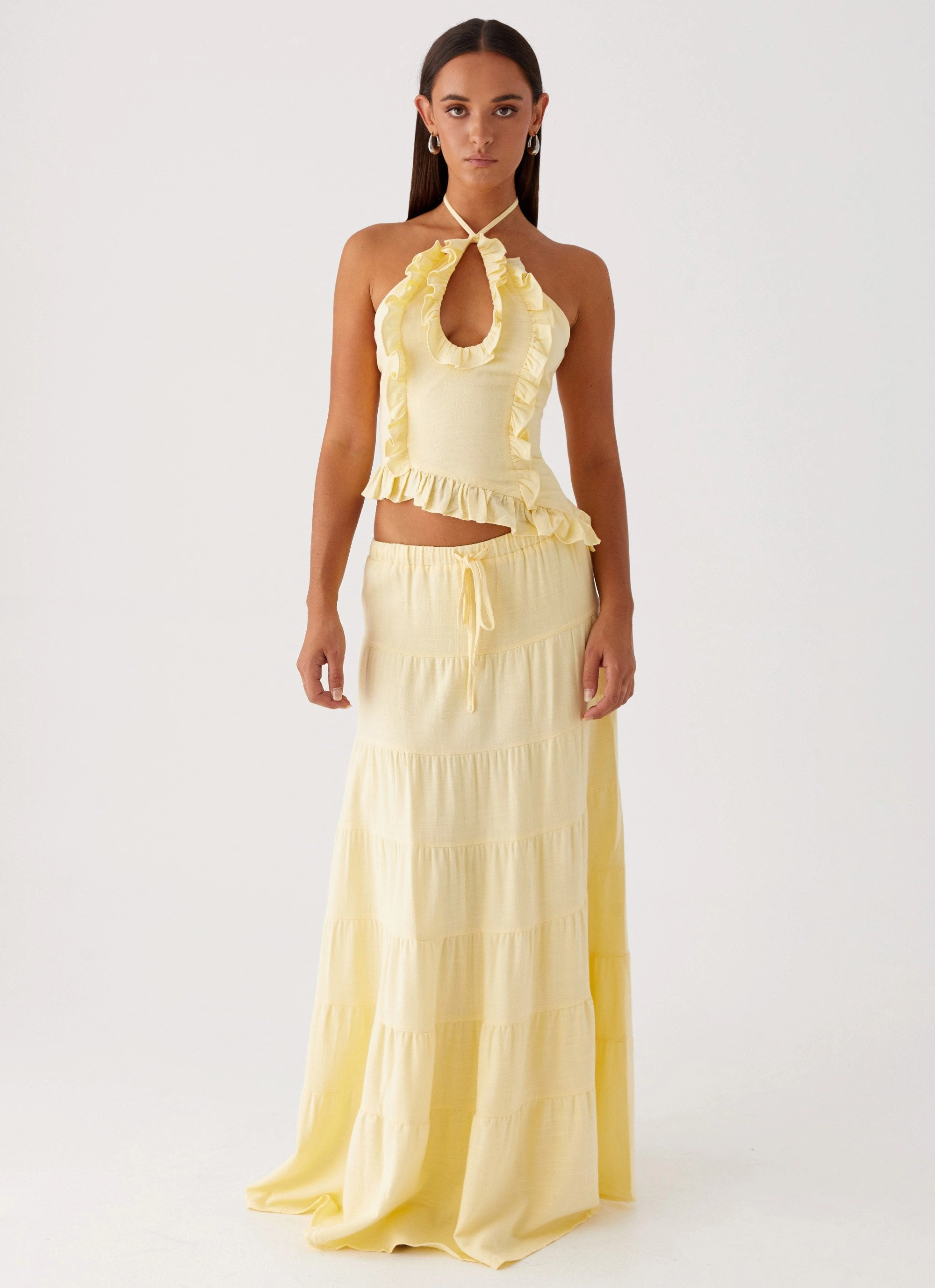 Smart Look Mariella Linen Maxi Skirt - Yellow