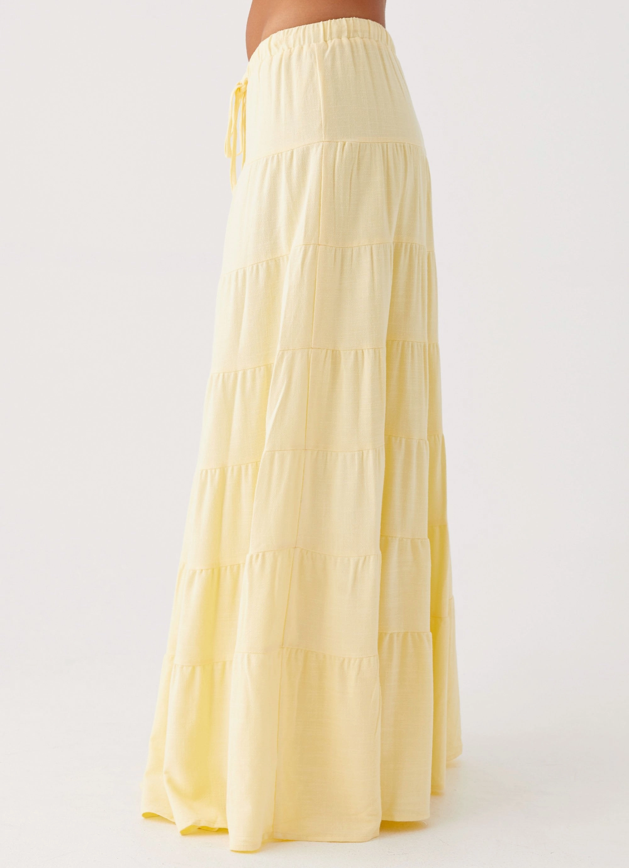 Mariella Linen Maxi Skirt - Yellow Organic Cotton Blend Water-resistant