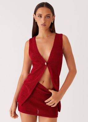 ThermalRegulation Elasticized Cuffs Capri Glow Knit Skirt - Maroon