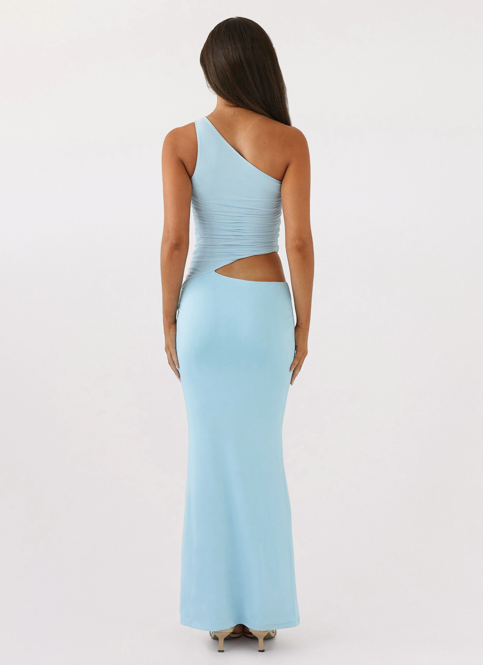 Daily Mood Seranella One Shoulder Maxi Dress - Sky Blue