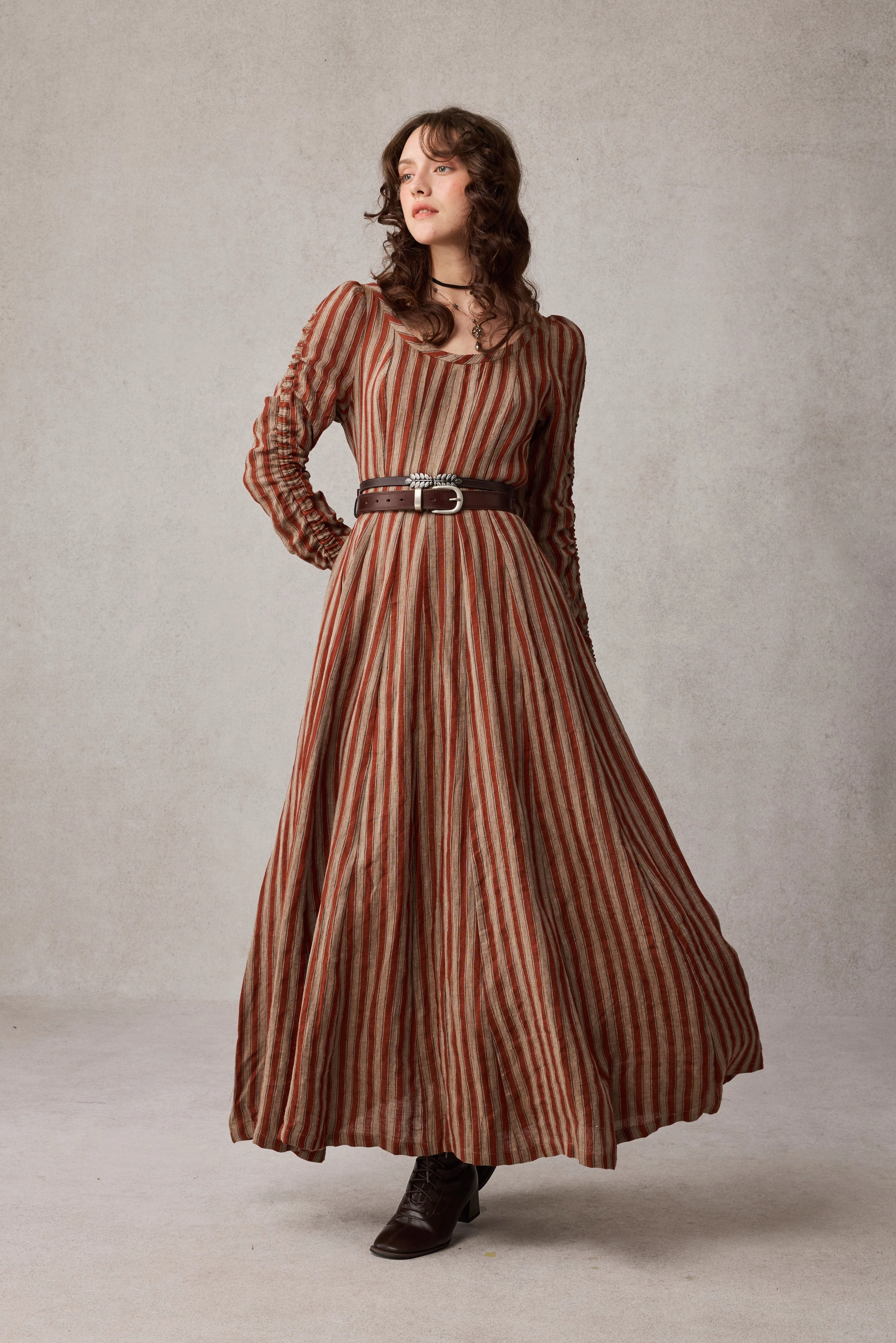 Crystal 17 | Victorian maxi linen dress Flexible Material