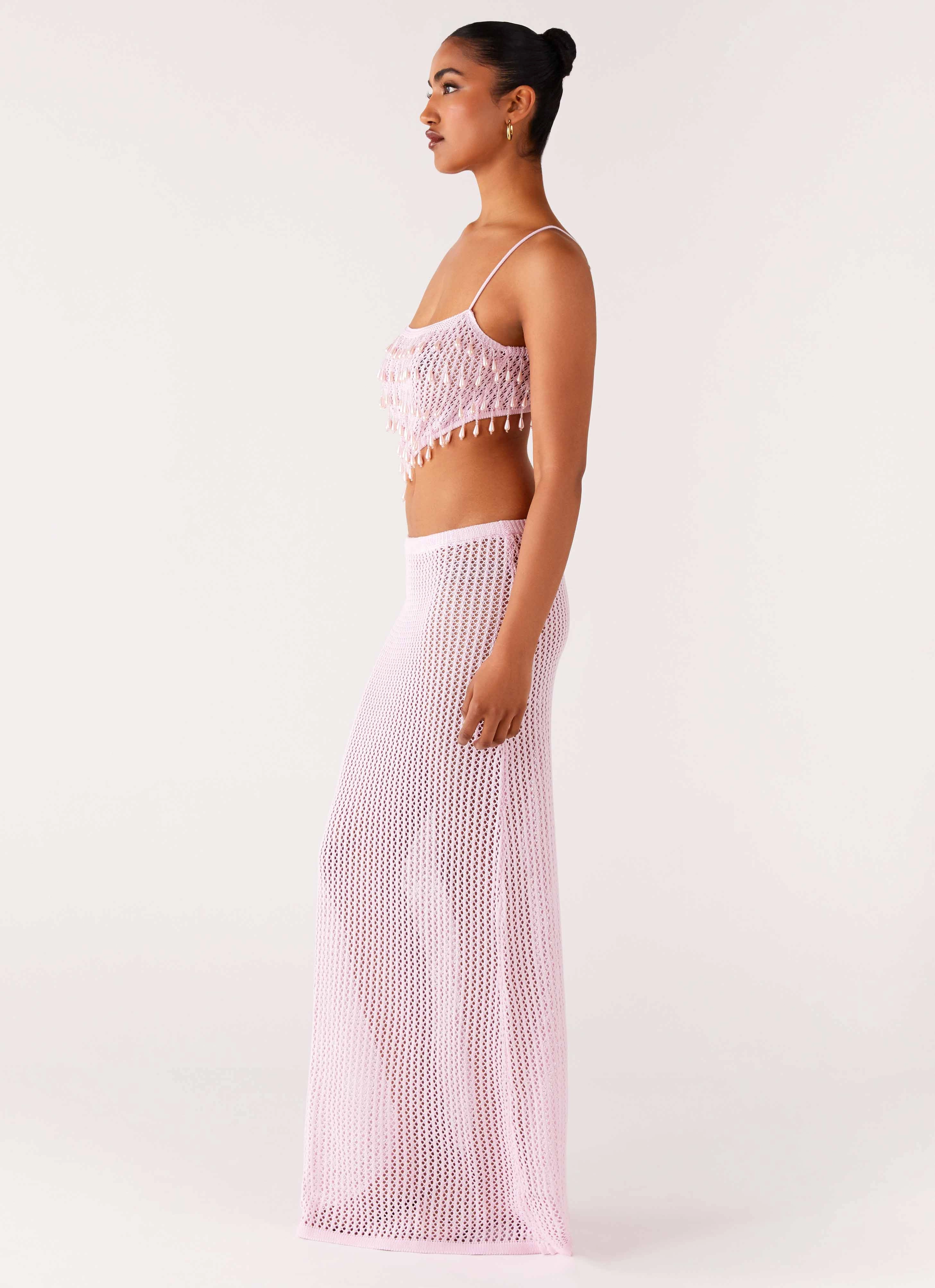 Shellbound Crochet Maxi Dress - Pink Stylish Comfort