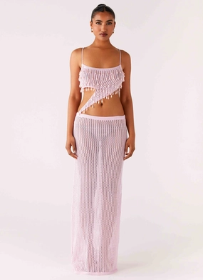 Shellbound Crochet Maxi Dress - Pink Soft and Light