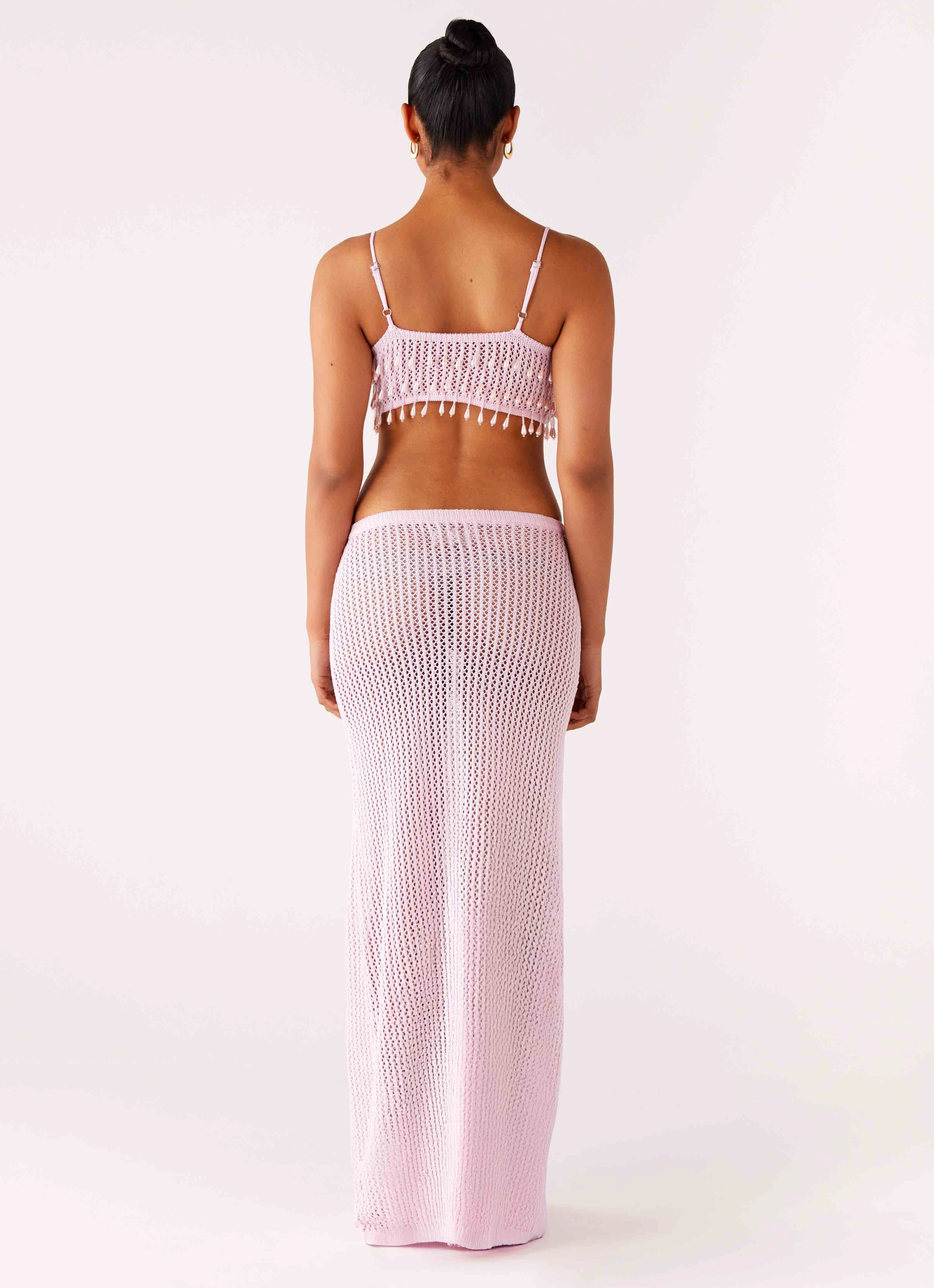 Shellbound Crochet Maxi Dress - Pink Polished Mood Elegant Appearance