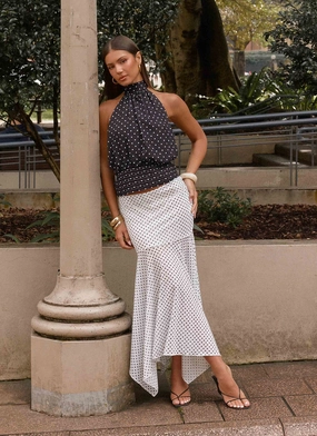 Buffy Maxi Skirt - White Polkadot Movement Ready