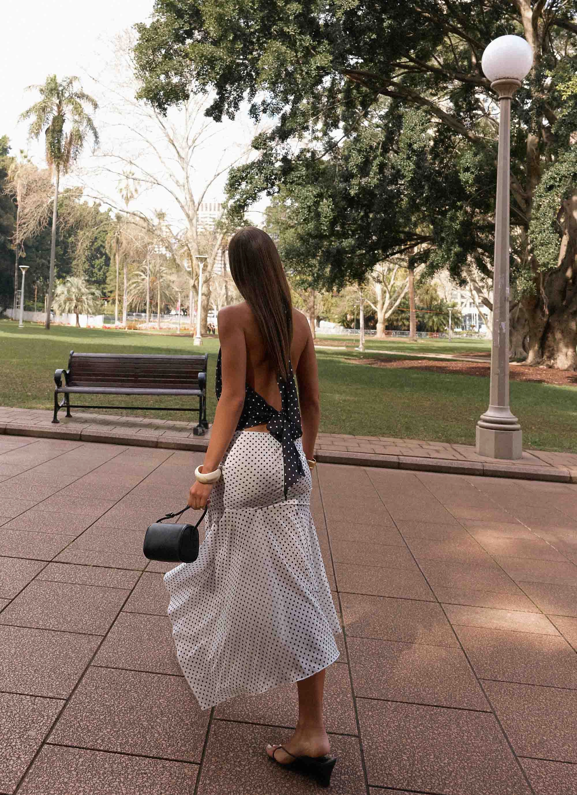 Layered Protection Casual Stretch Wear Buffy Maxi Skirt - White Polkadot