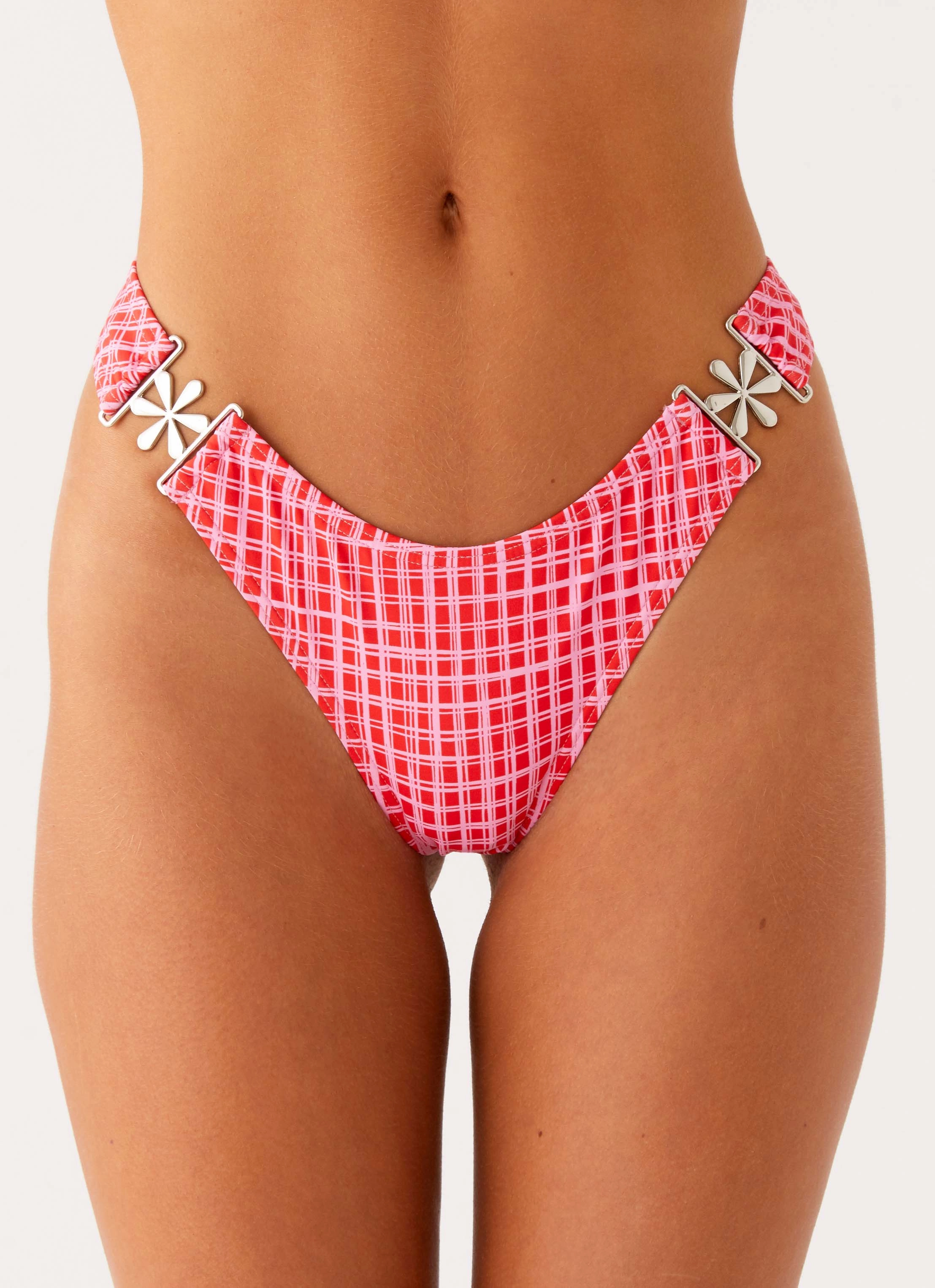 coal Outdoor Use Saint Lucia Bikini Bottoms - Pink Check