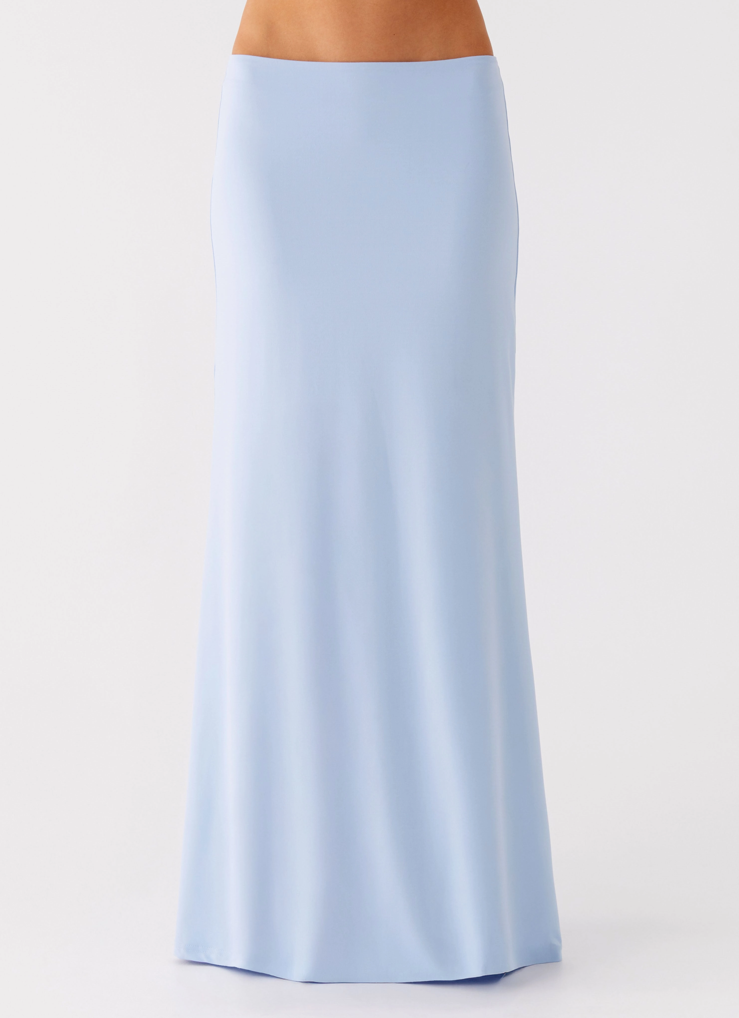 Like A Flower Maxi Skirt - Baby Blue Light Day Jacket Non Bulky Profile