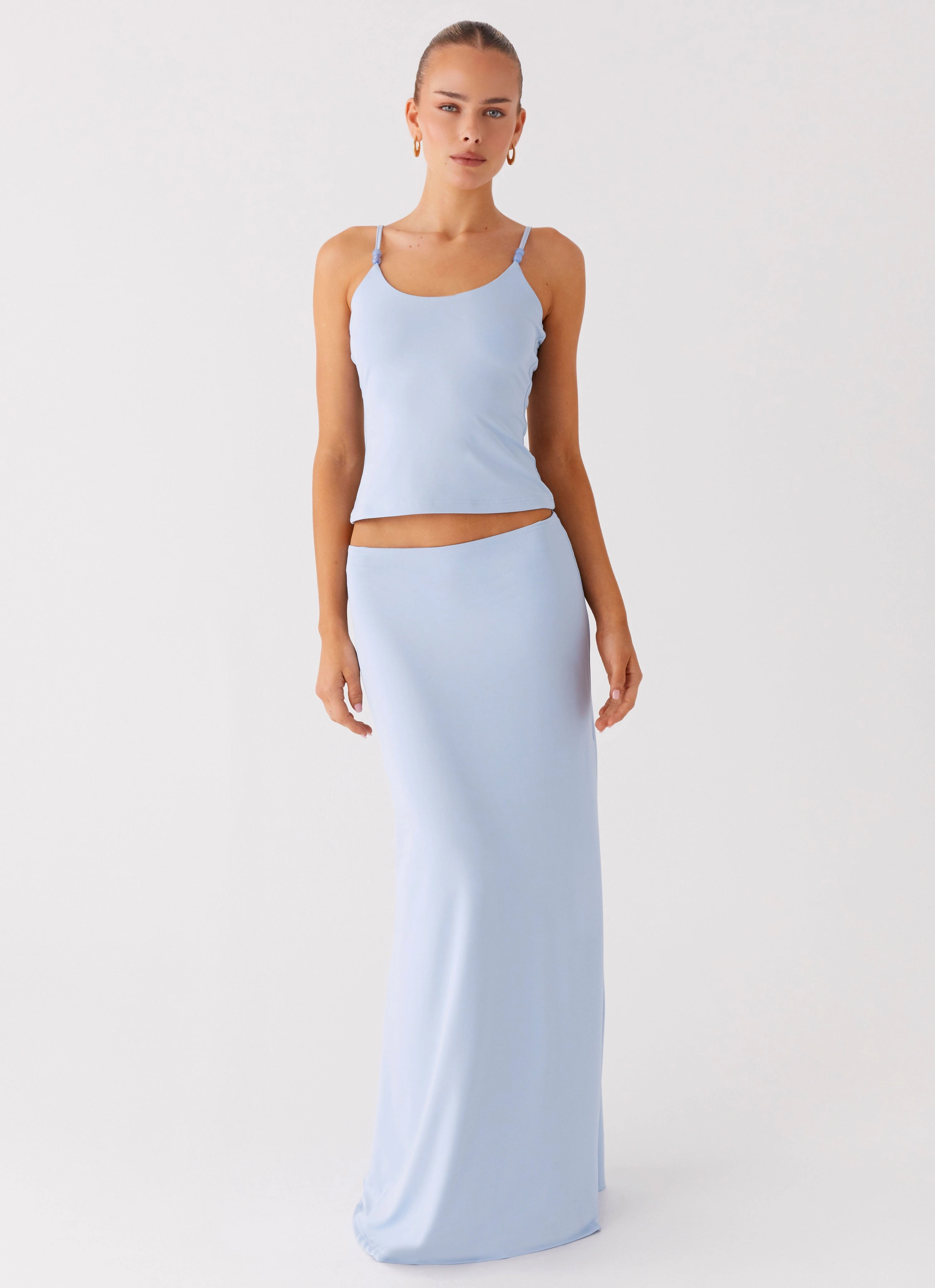 Like A Flower Maxi Skirt - Baby Blue Airtight Seam Sealing Versatile Layering Weight
