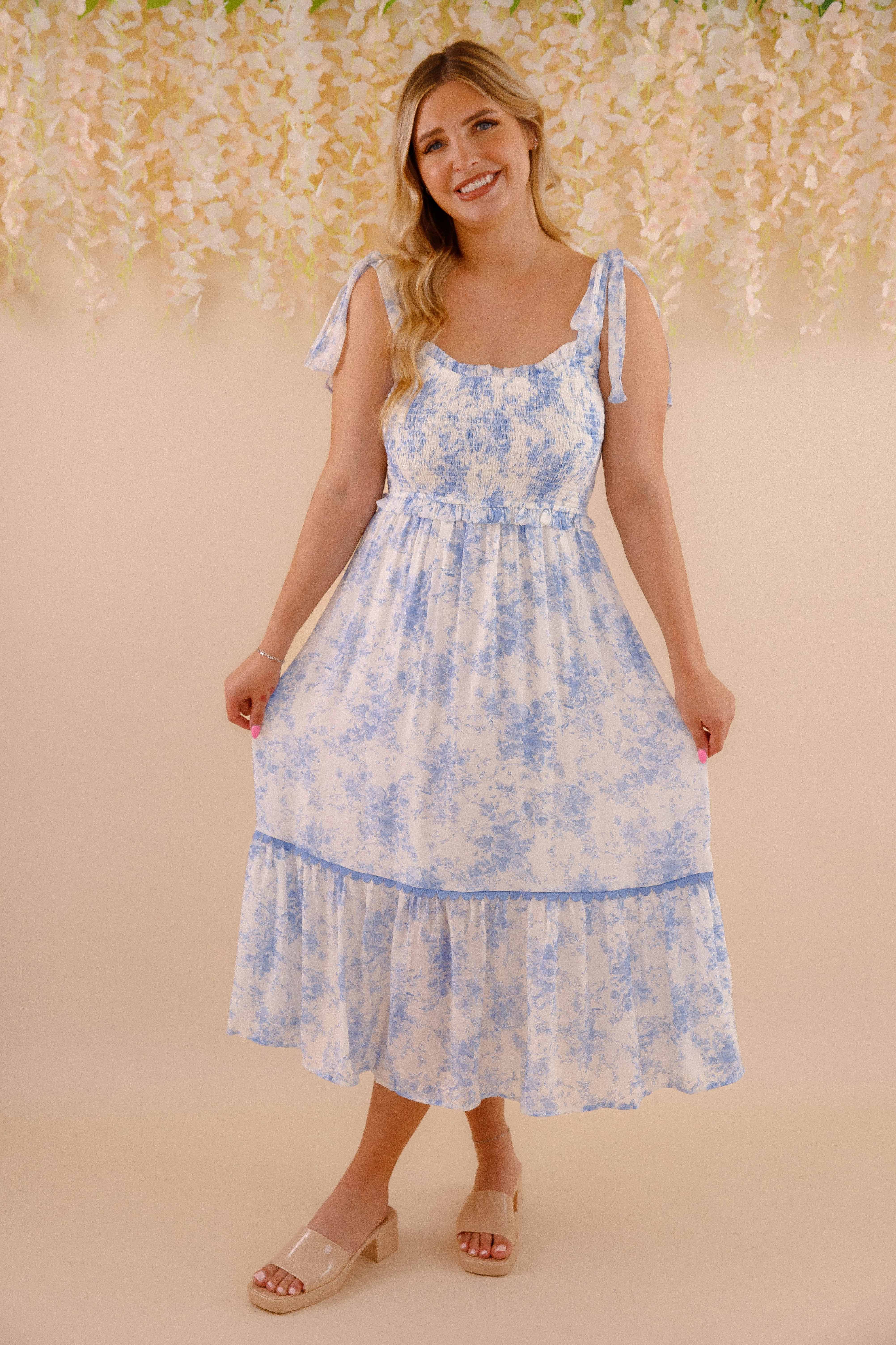 Like A Wish Midi Dress-Blue Comfy Comfort