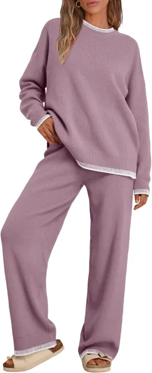 LILLUSORY 2 Piece Knit Lounge Sets Womens Matching Sweater Sets
