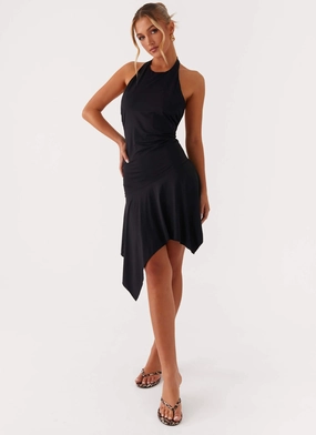 Back Detail Lilyana Low Back Halter Midi Dress - Black