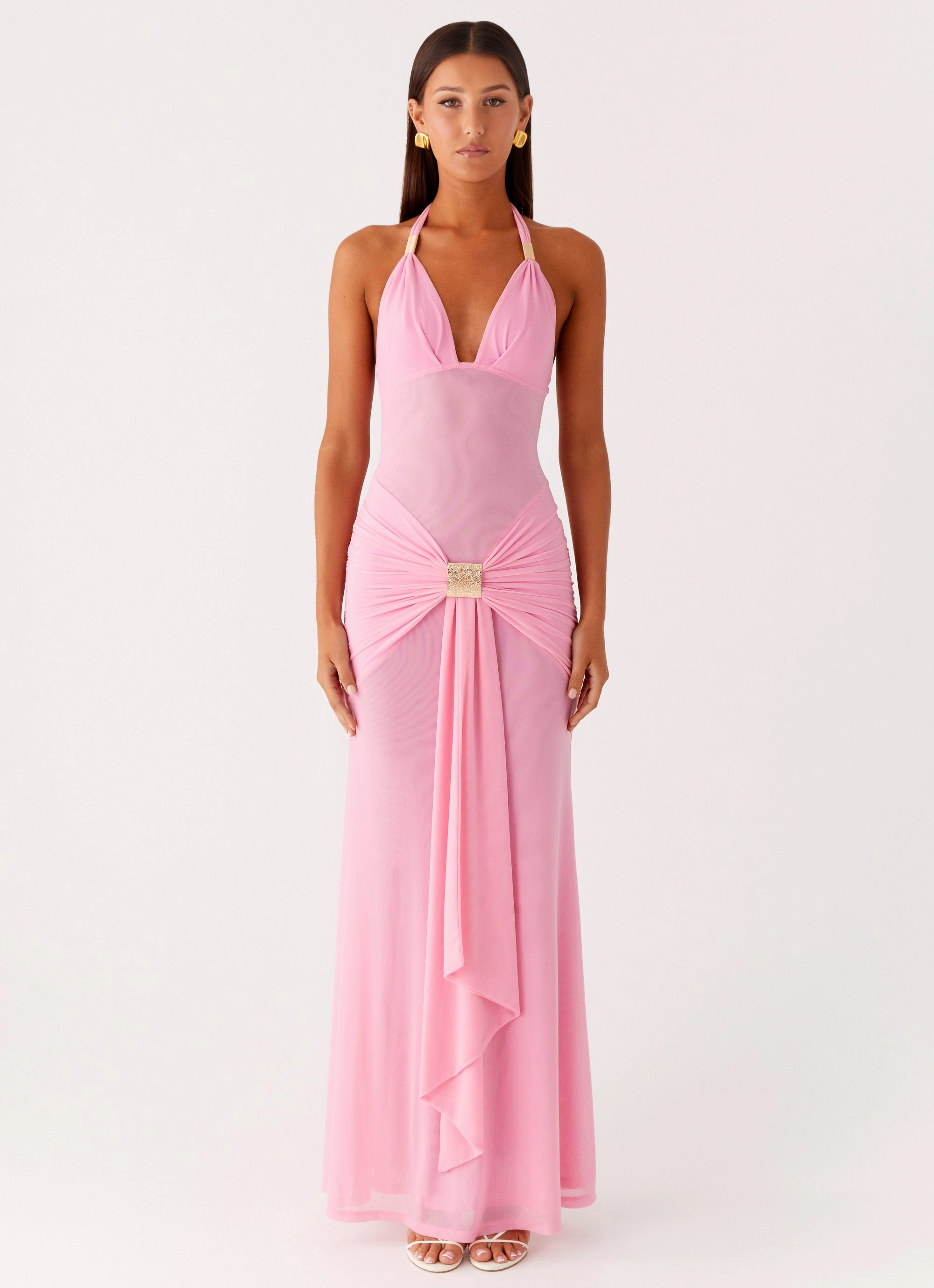 Miyah Halter Hardware Maxi Dress - Baby Pink Delicate Tone