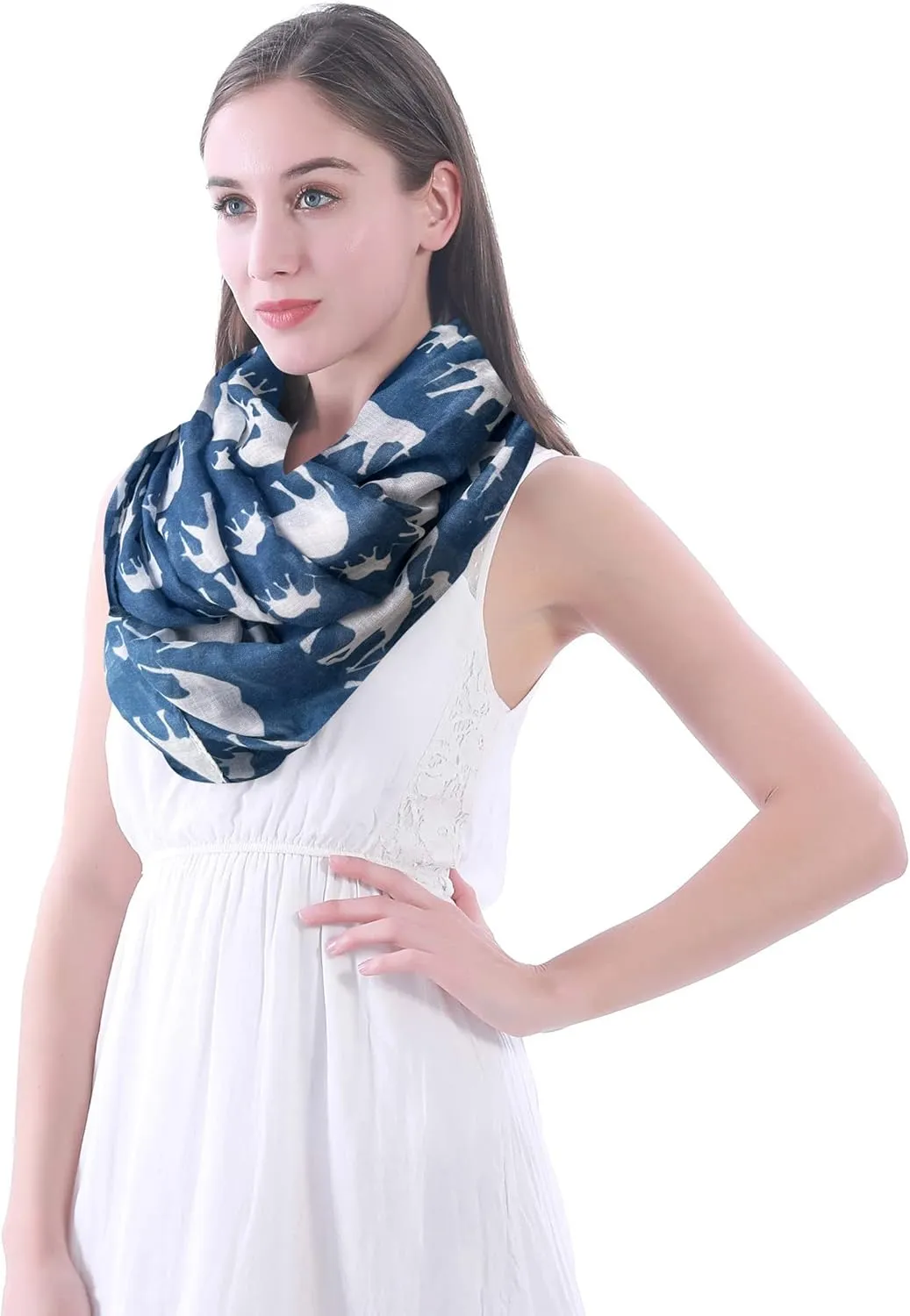 Lina & Lily Elephant Animal Print Women's Infinity Scarf Lightweight