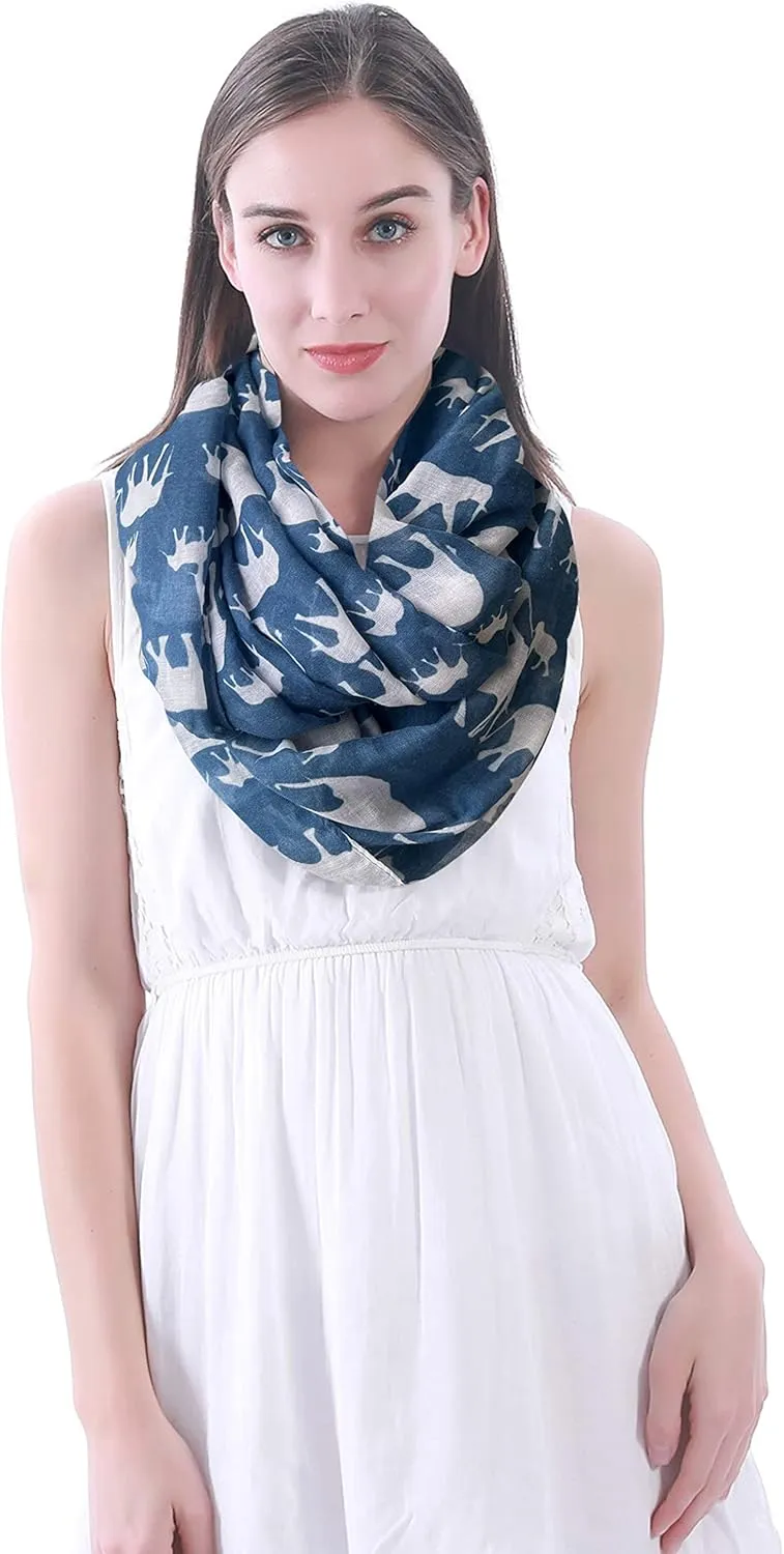 Lina & Lily Elephant Animal Print Women's Infinity Scarf Lightweight